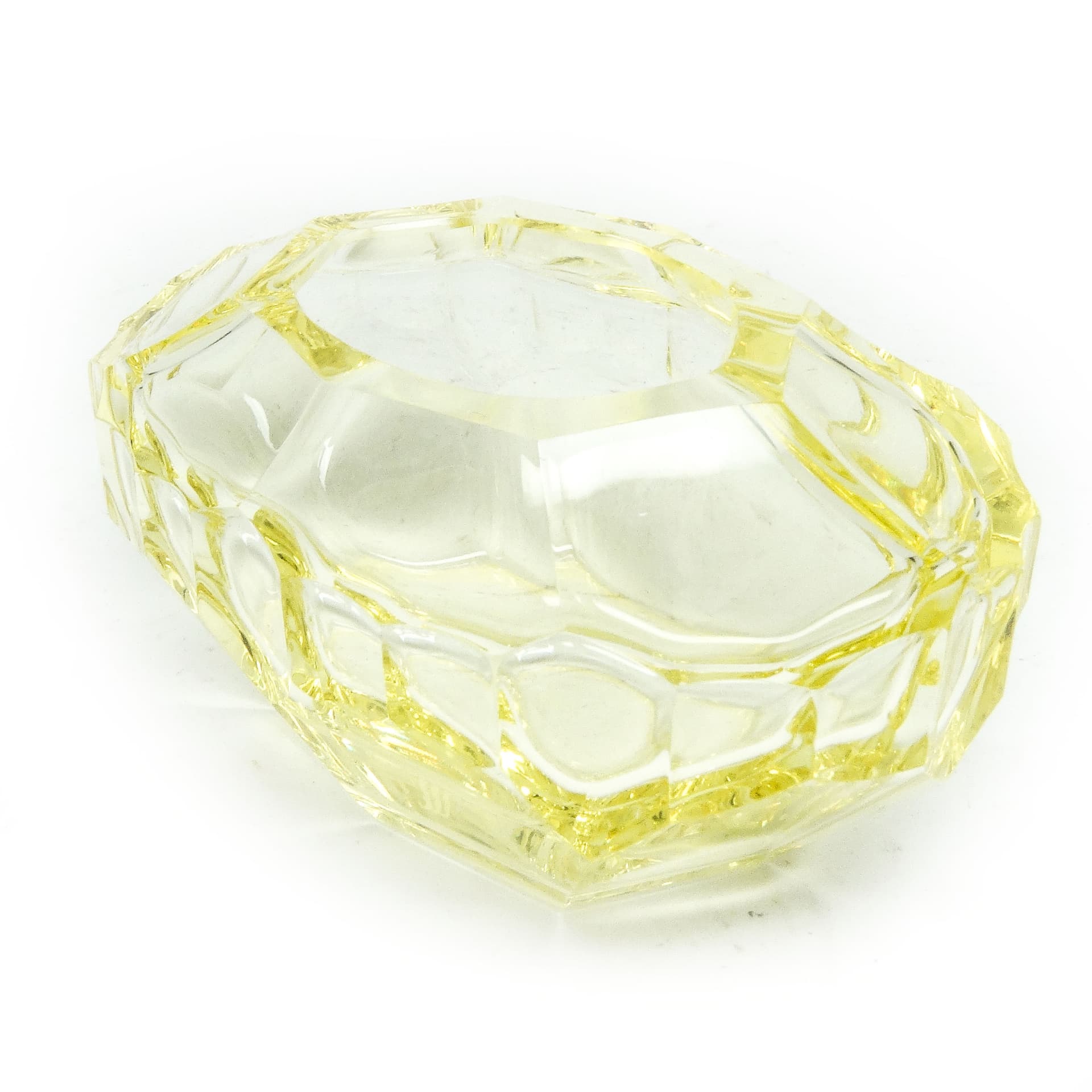 Przybornik biurkowy, Art Deco, kryształ żółty, Moser, Czechosłowacja, lata 30. - 115496