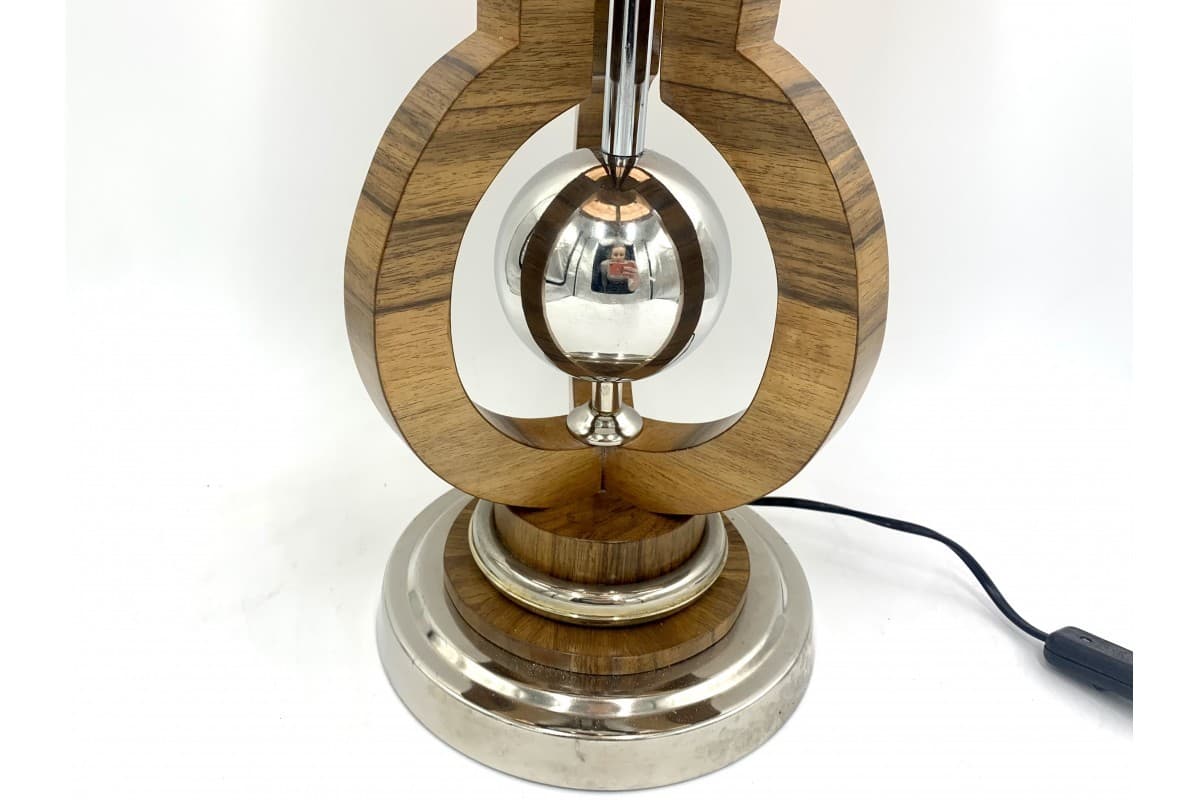 Różowa szklana lampa stołowa w stylu art deco, Polska, lata 50. - 78401