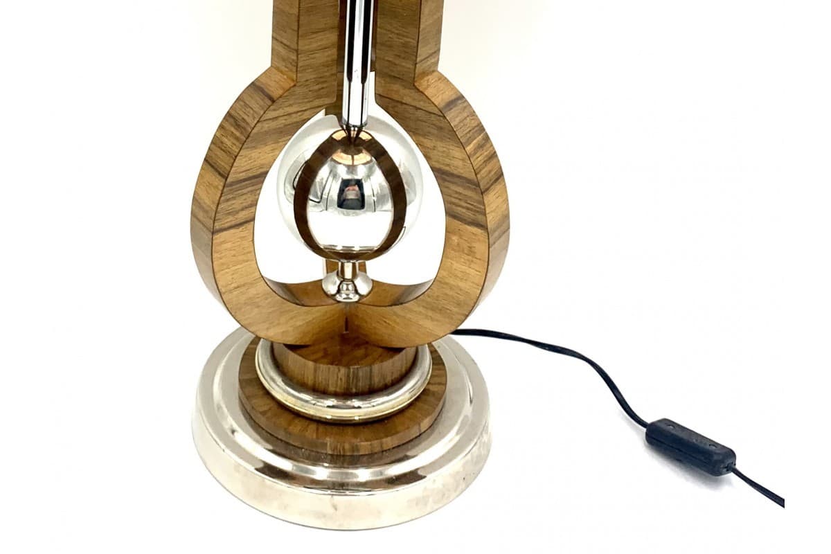 Różowa szklana lampa stołowa w stylu art deco, Polska, lata 50. - 78398