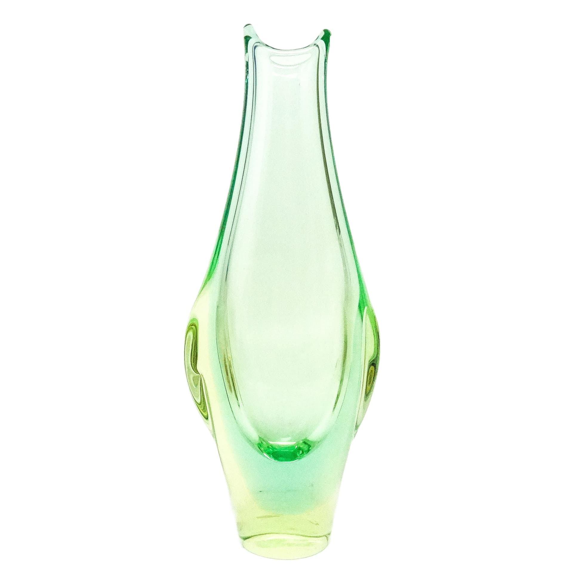 Wazon mid-century modern, szkło, Huta Zelezny Brod, Czechosłowacja, lata 50.