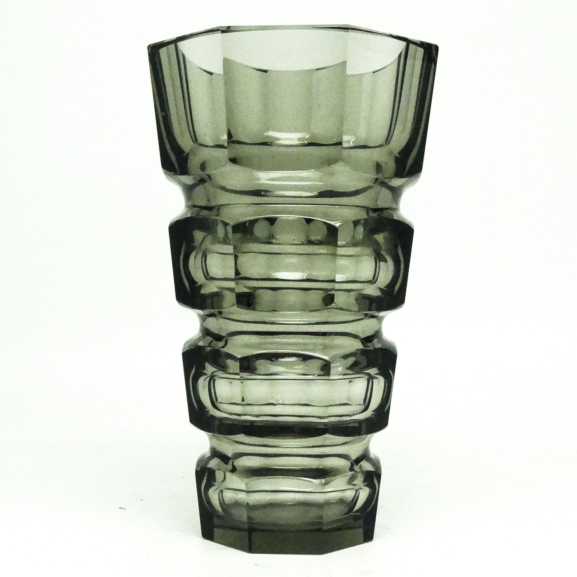 Wazon Art Deco, kryształ, proj. J. Hoffmann, Bohemia, Czechy, lata 30. - 115923