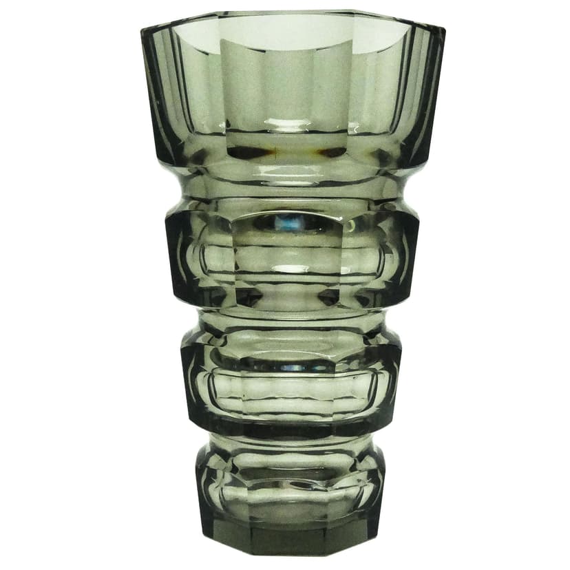 Wazon Art Deco, kryształ, proj. J. Hoffmann, Bohemia, Czechy, lata 30.