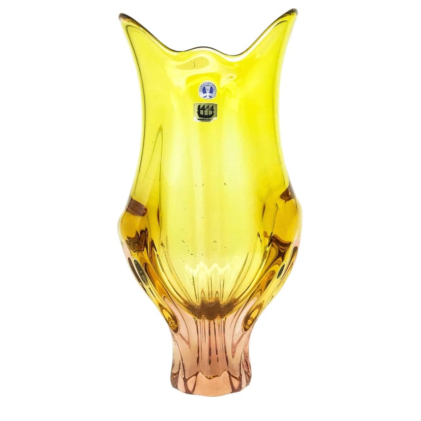 Wazon mid-century modern, szkło, proj. J. Hospodka, Czechosłowacja, lata 60.