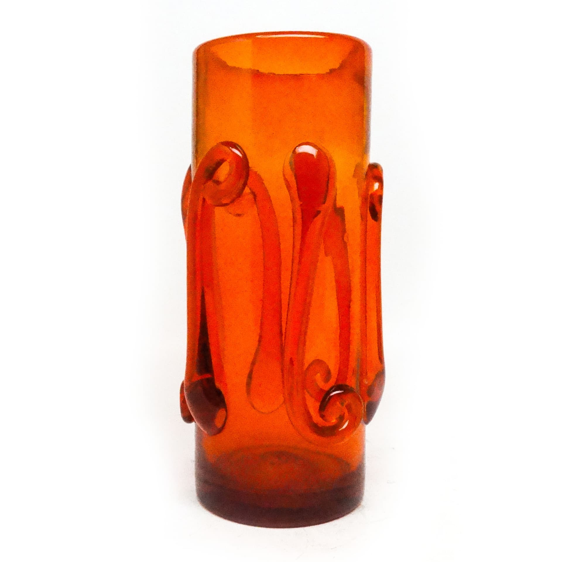 Wazon Postmodernizm, szkło pomarańcz, proj. J. Słuczan-Orkusz, Polska, lata 70. - 116112