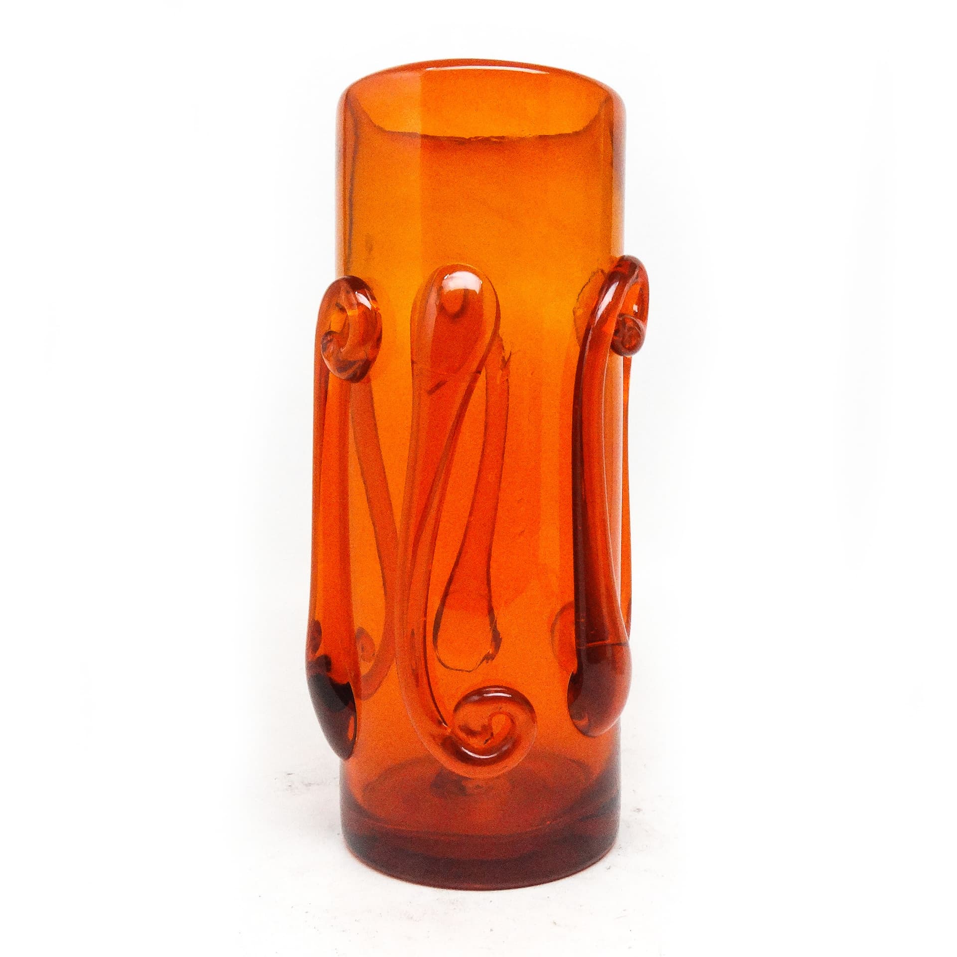 Wazon Postmodernizm, szkło pomarańcz, proj. J. Słuczan-Orkusz, Polska, lata 70. - 116108