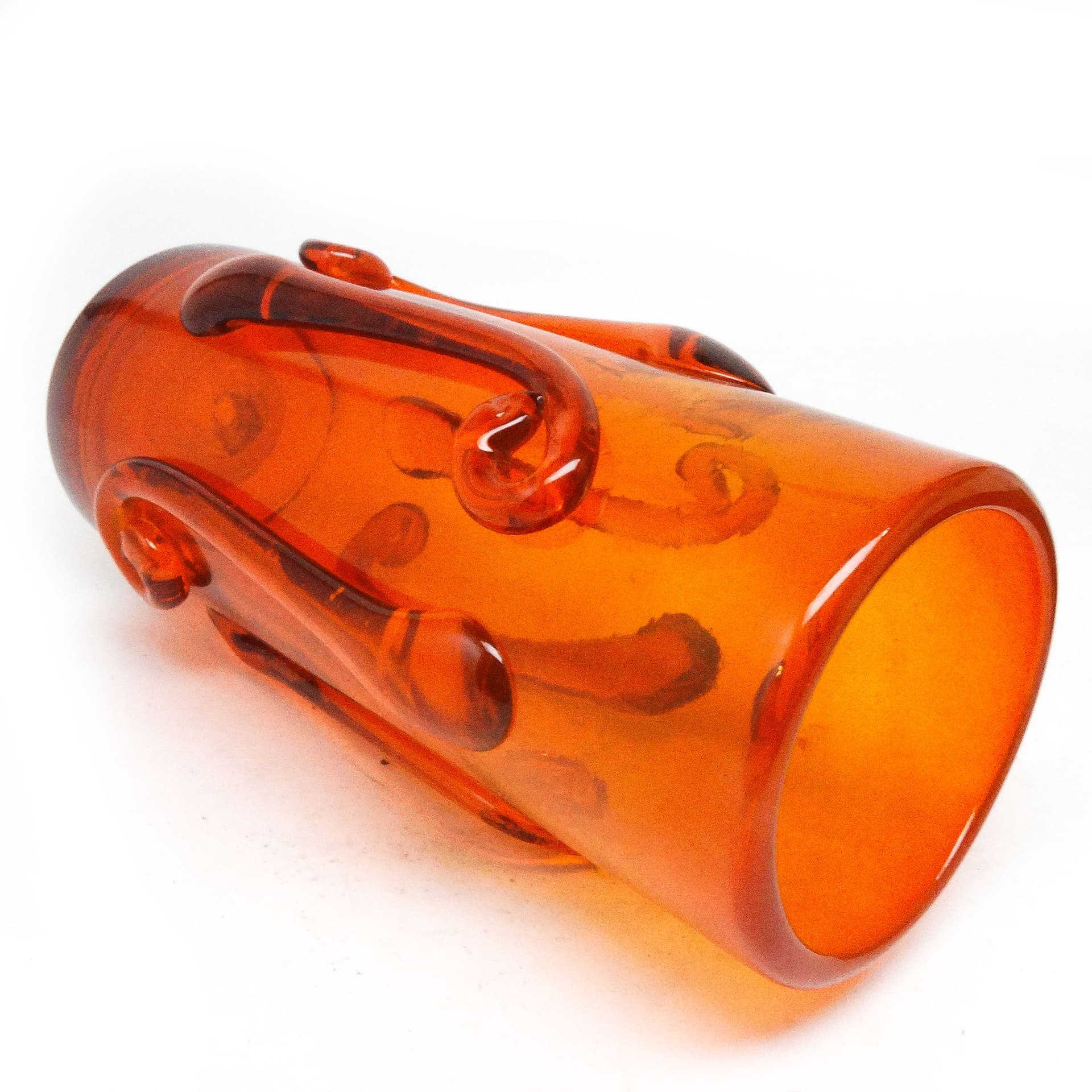 Wazon Postmodernizm, szkło pomarańcz, proj. J. Słuczan-Orkusz, Polska, lata 70. - 116115