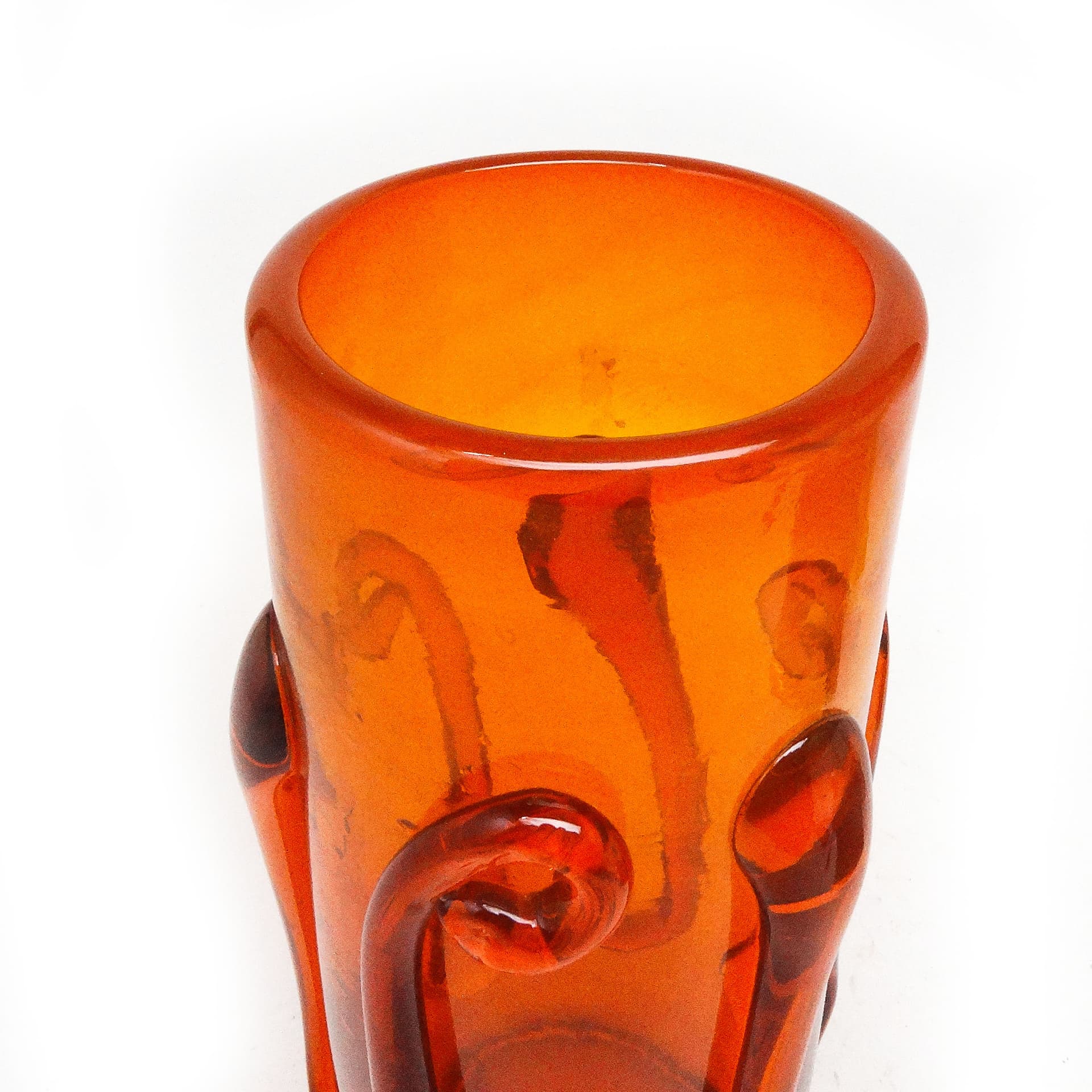 Wazon Postmodernizm, szkło pomarańcz, proj. J. Słuczan-Orkusz, Polska, lata 70. - 116110