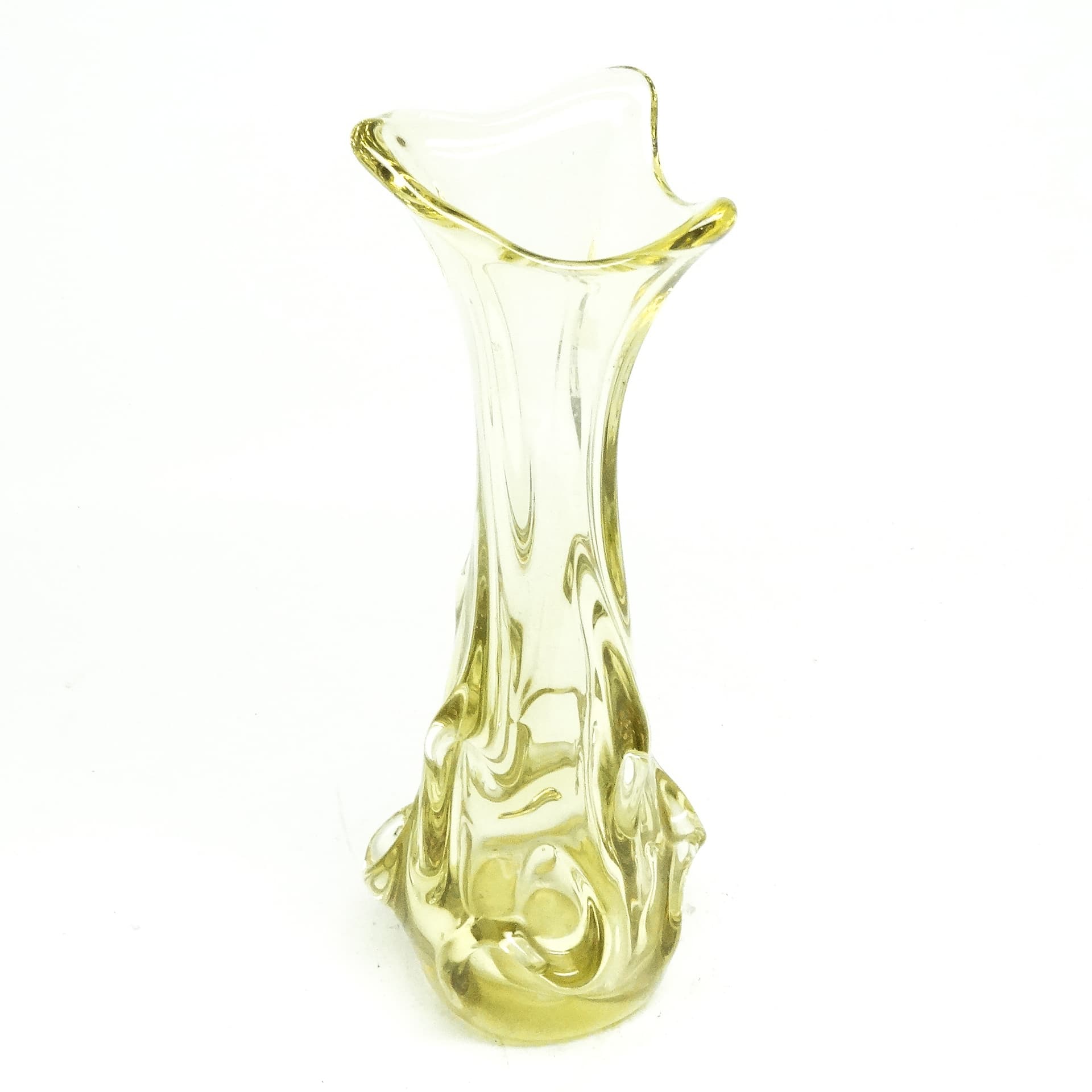 Wazon postmodernizm, szkło żółte, Polska, lata 70. - 116240