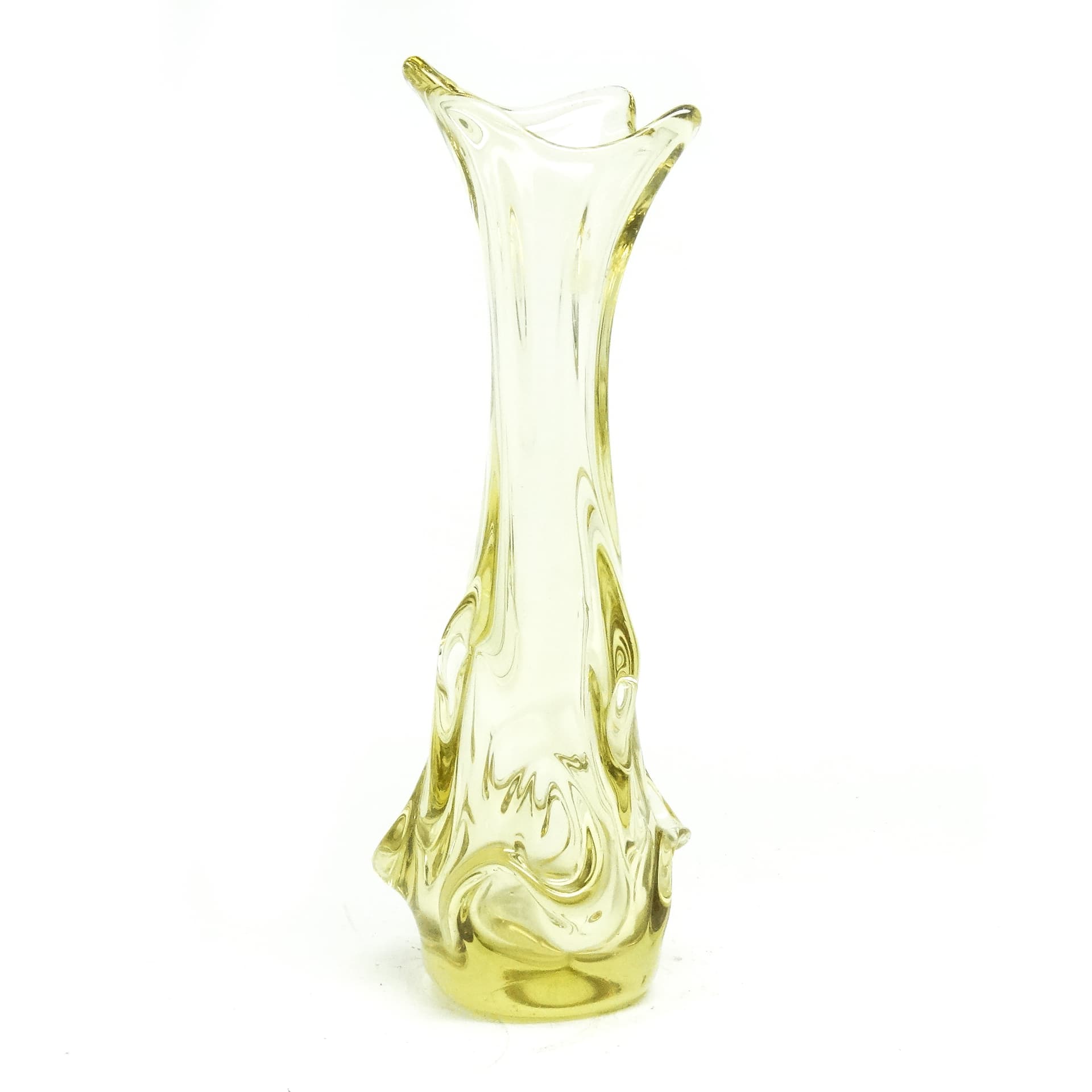 Wazon postmodernizm, szkło żółte, Polska, lata 70. - 116239