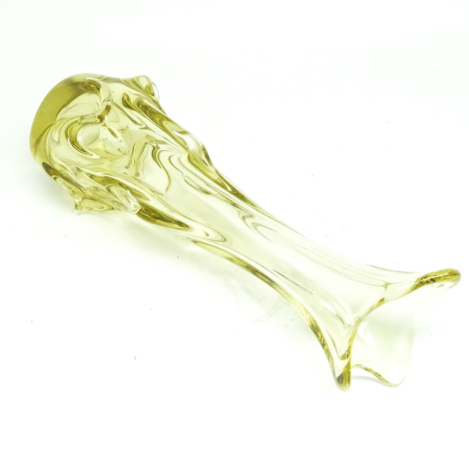 Wazon postmodernizm, szkło żółte, Polska, lata 70. - 116243