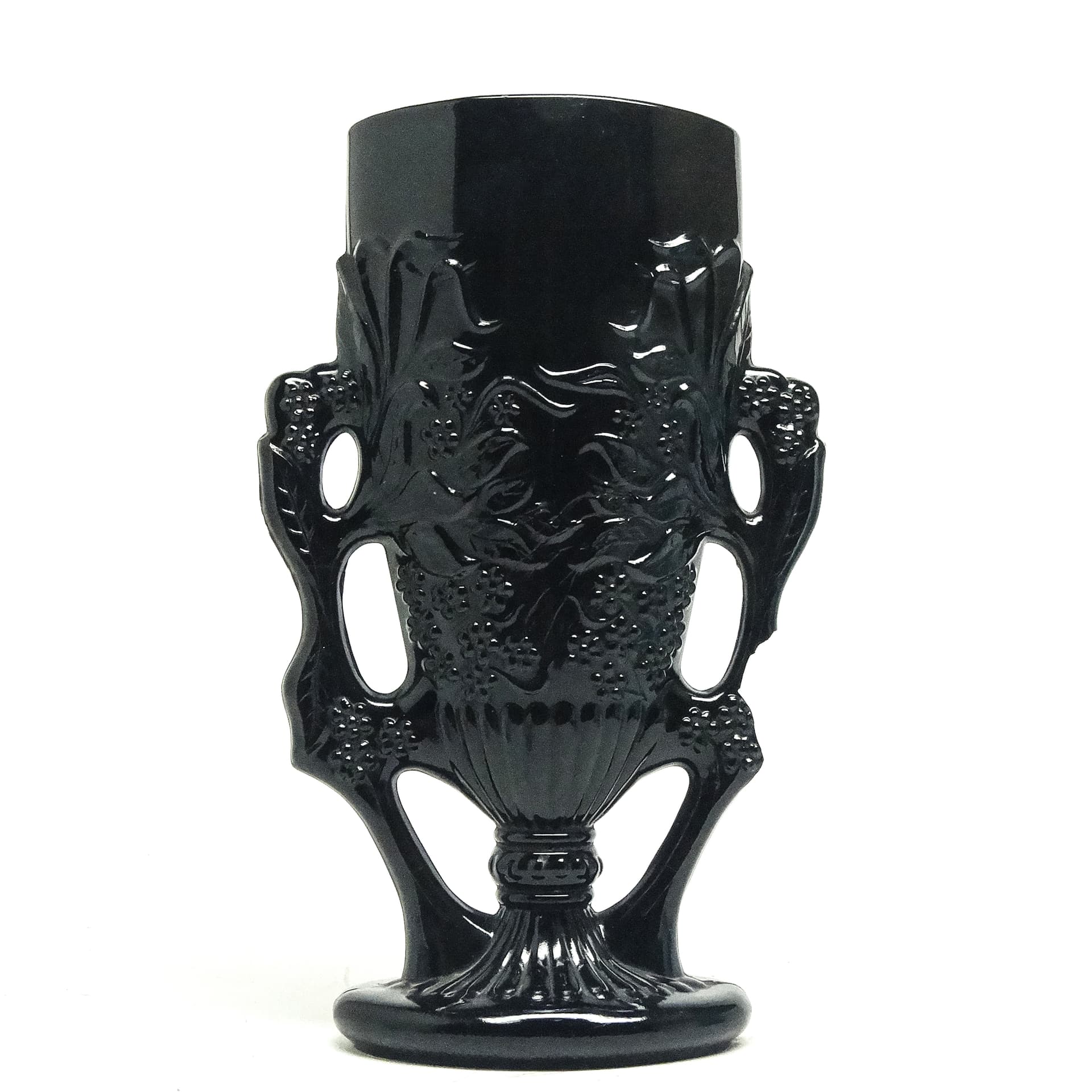 Wazon eklektyczny, szkło hialitowe czarne, Ząbkowice, Polska, lata 70. - 116275