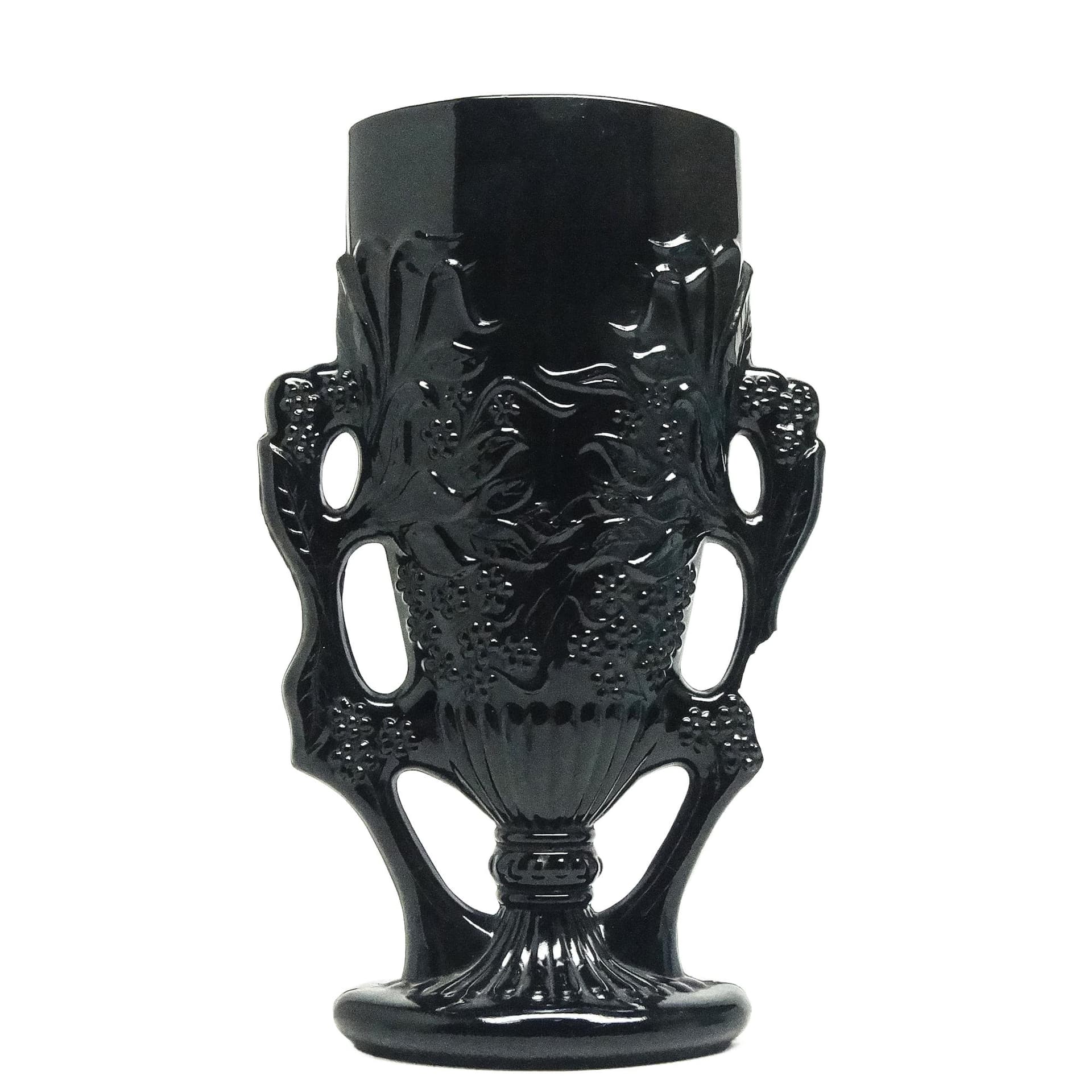 Wazon eklektyczny, szkło hialitowe czarne, Ząbkowice, Polska, lata 70.