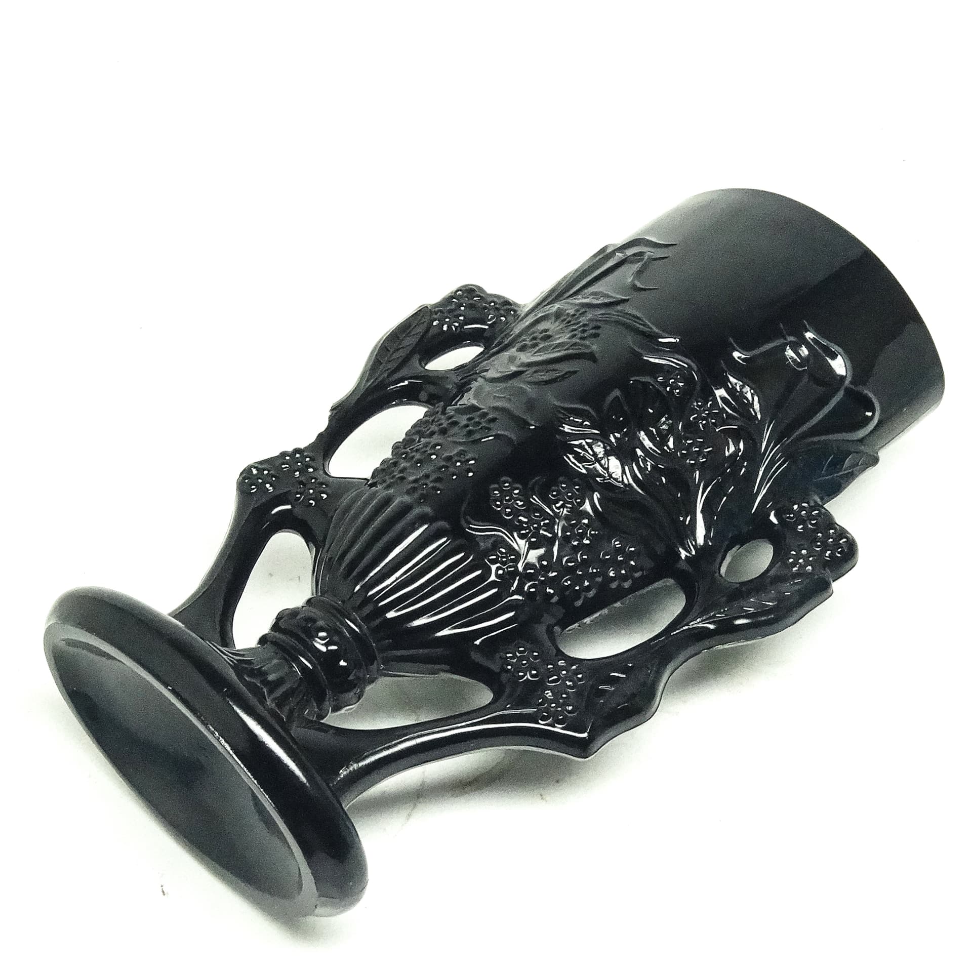 Wazon eklektyczny, szkło hialitowe czarne, Ząbkowice, Polska, lata 70. - 116278