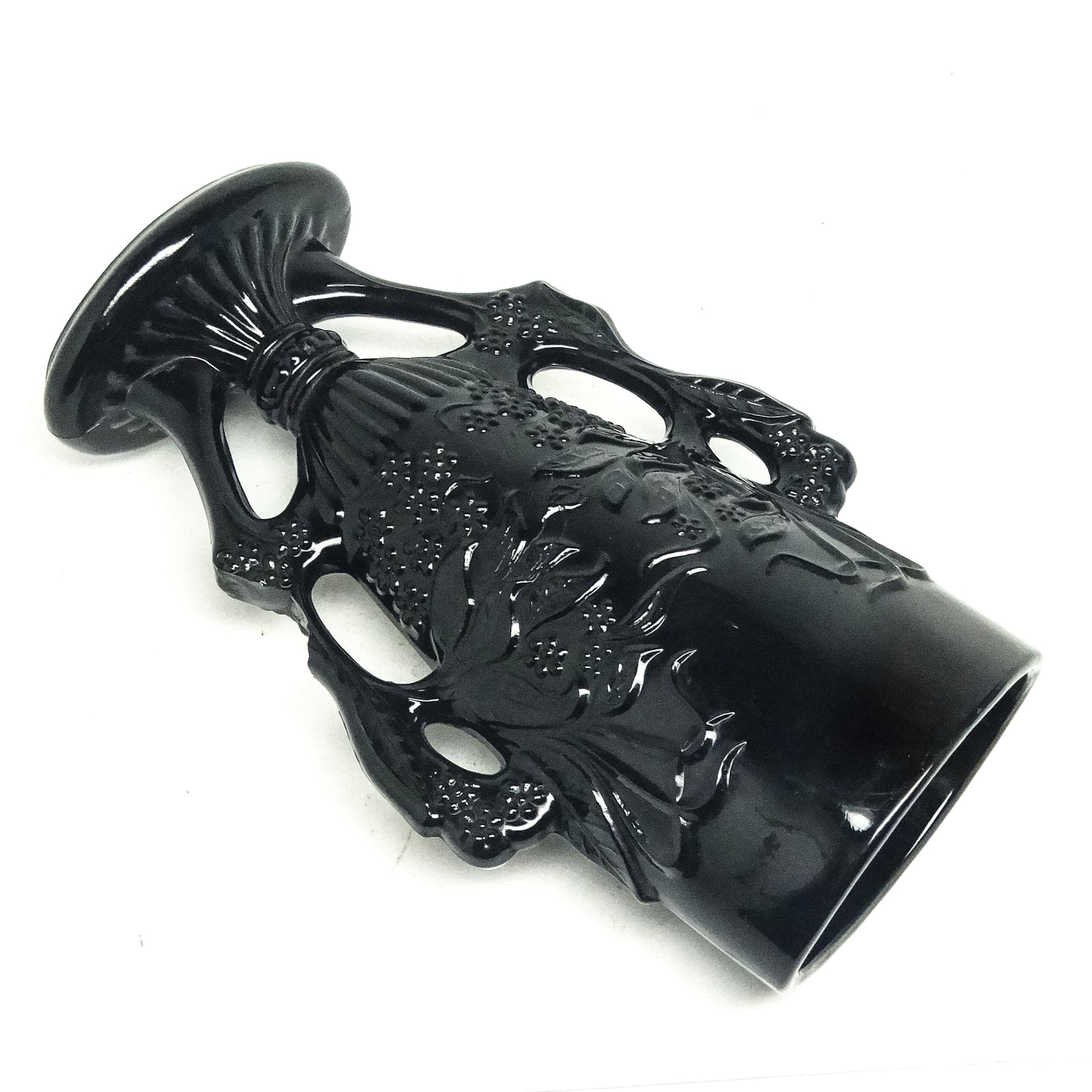 Wazon eklektyczny, szkło hialitowe czarne, Ząbkowice, Polska, lata 70. - 116274