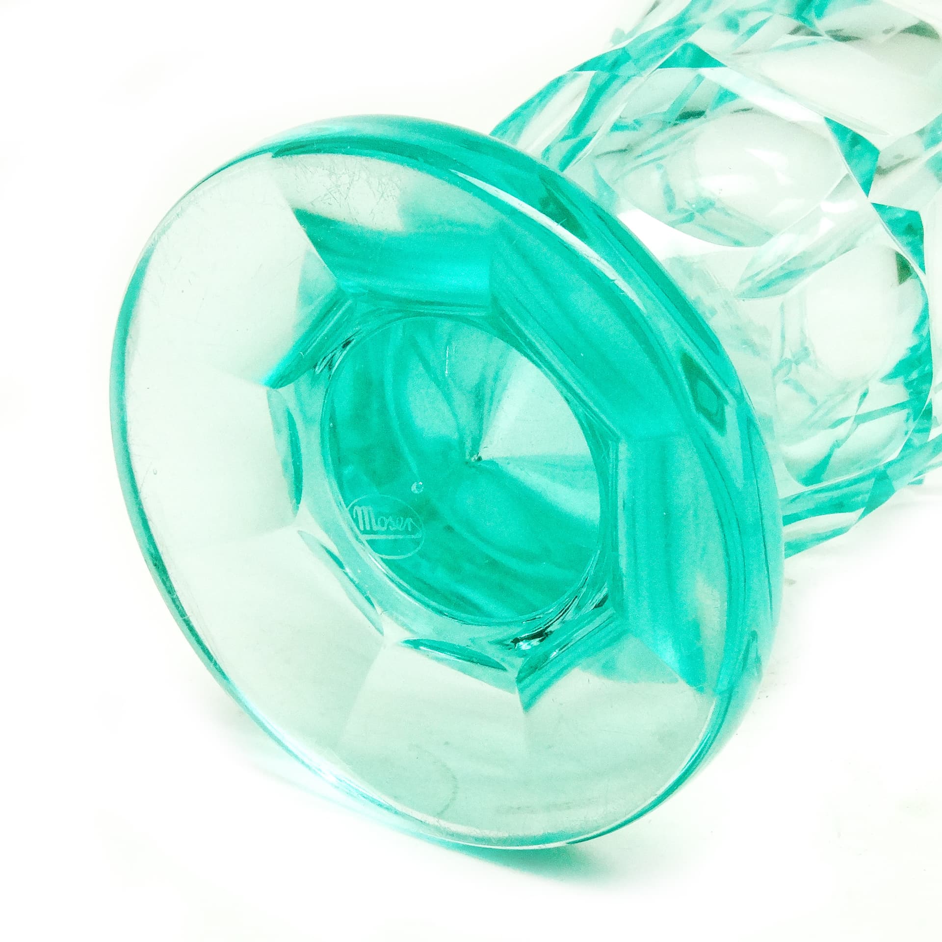 Wazon Art Deco, kryształ uranowy, Moser, Czechosłowacja, lata 30. - 124139