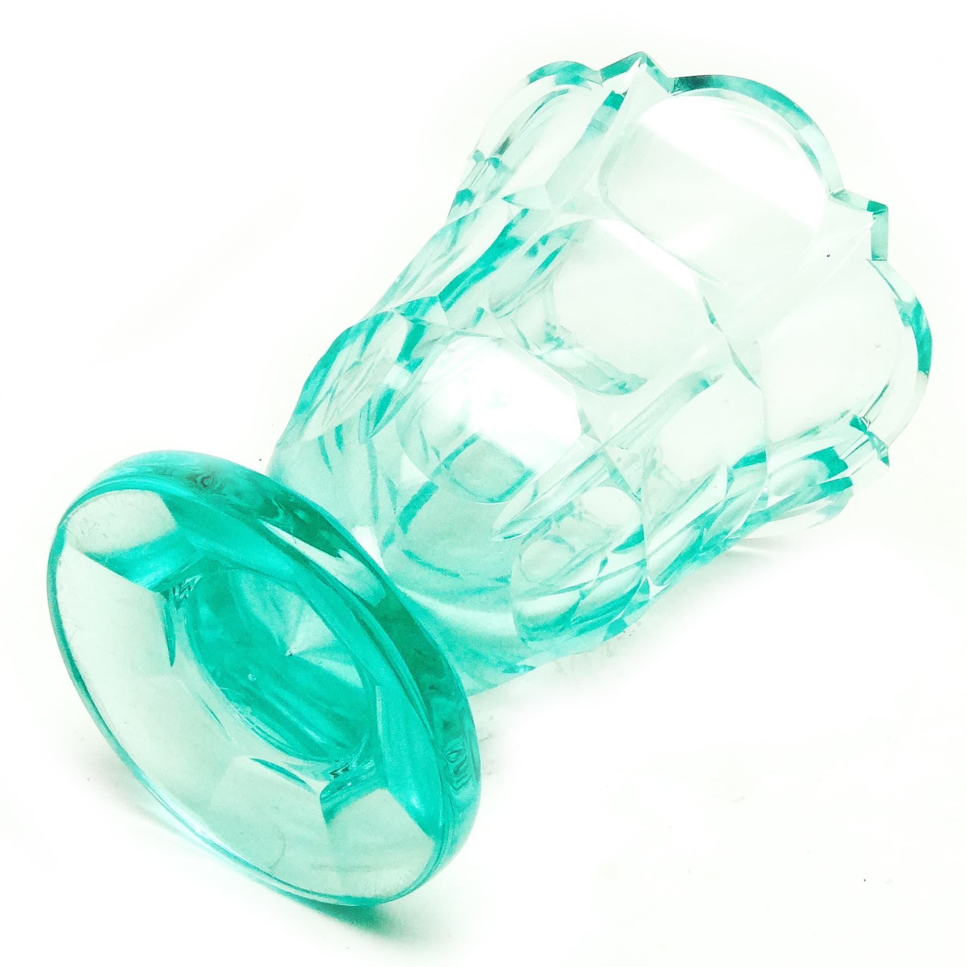 Wazon Art Deco, kryształ uranowy, Moser, Czechosłowacja, lata 30. - 124138