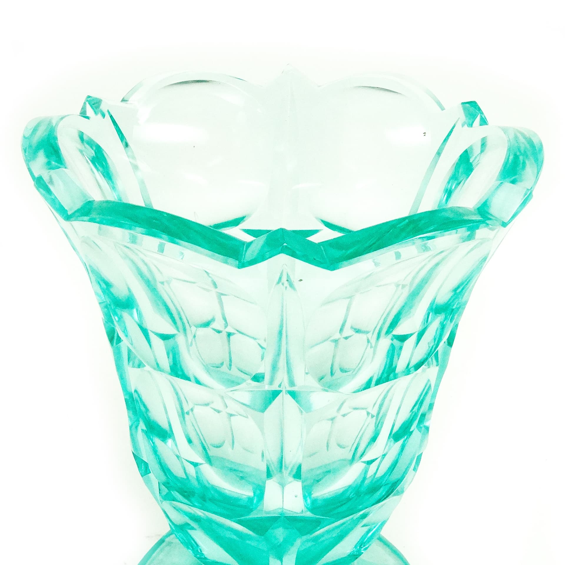 Wazon Art Deco, kryształ uranowy, Moser, Czechosłowacja, lata 30. - 124137