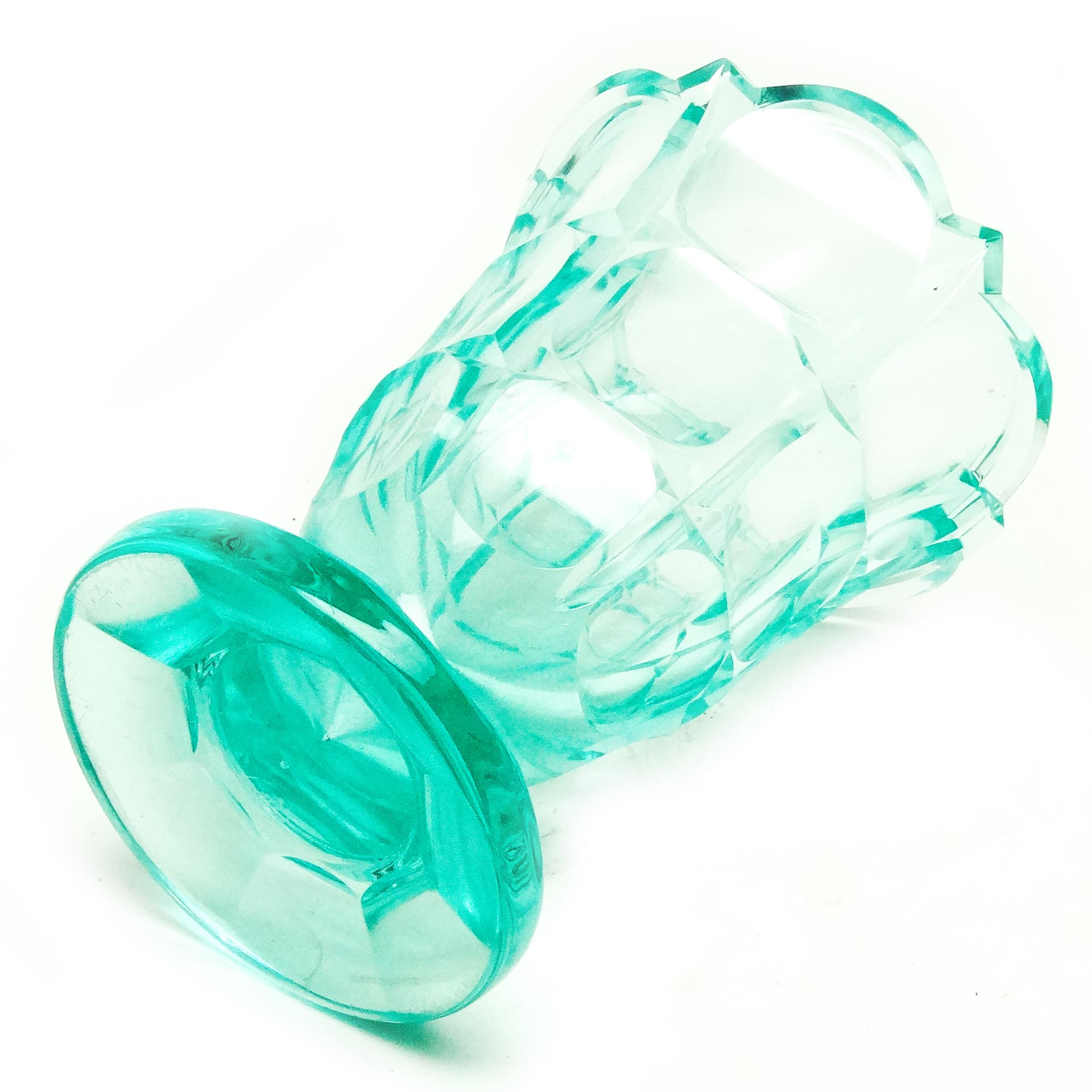 Wazon Art Deco, kryształ uranowy, Moser, Czechosłowacja, lata 30. - 116320