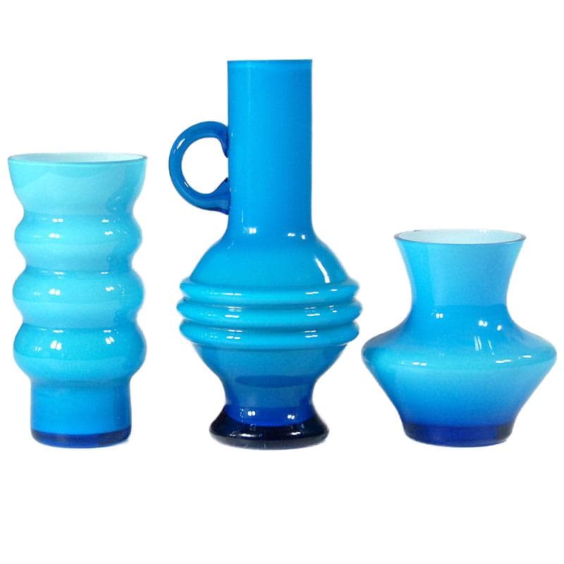 Blue Layered Glass Decorative Vases, Friedrich, Germany, 1970s - 8313