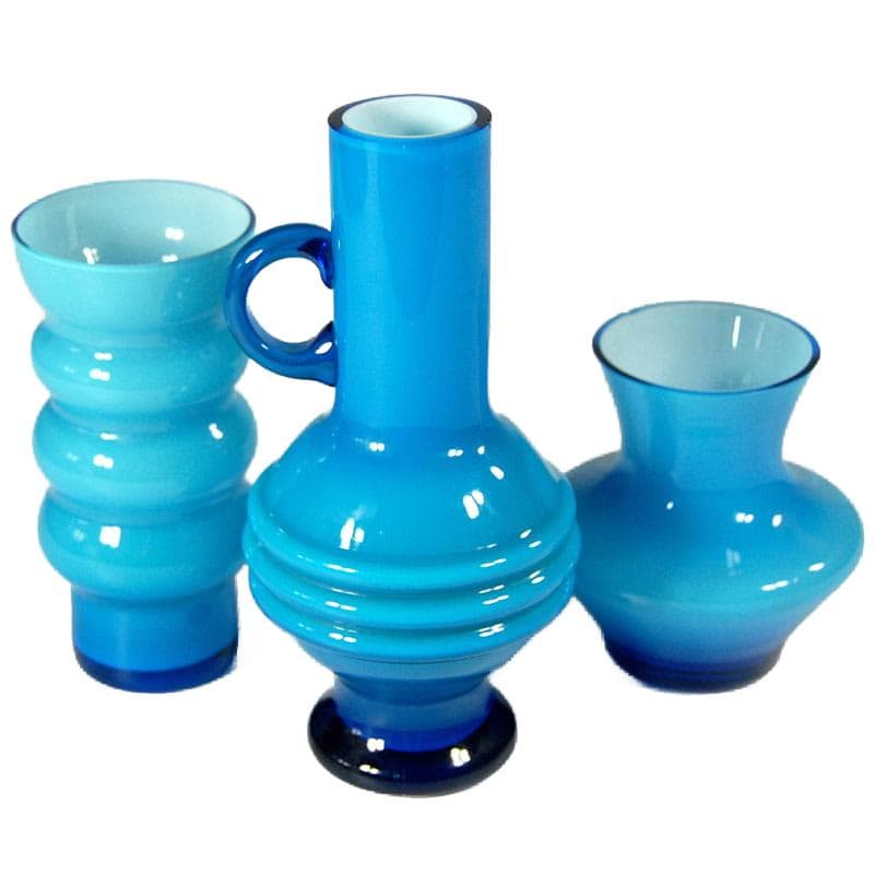 Blue Layered Glass Decorative Vases, Friedrich, Germany, 1970s - 8314