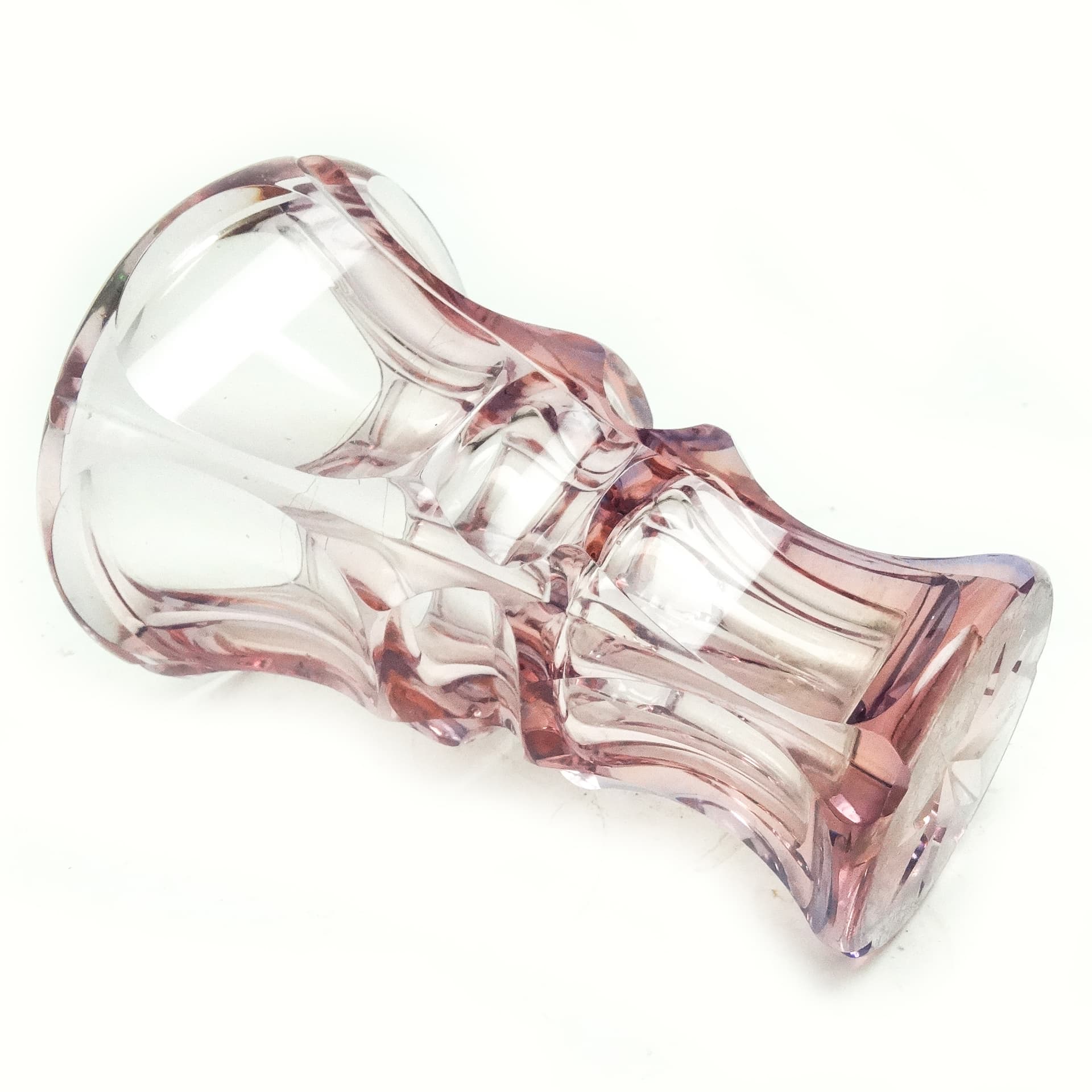 Wazon Art Deco, kryształ różowy, Czechy, lata 30. - 116392