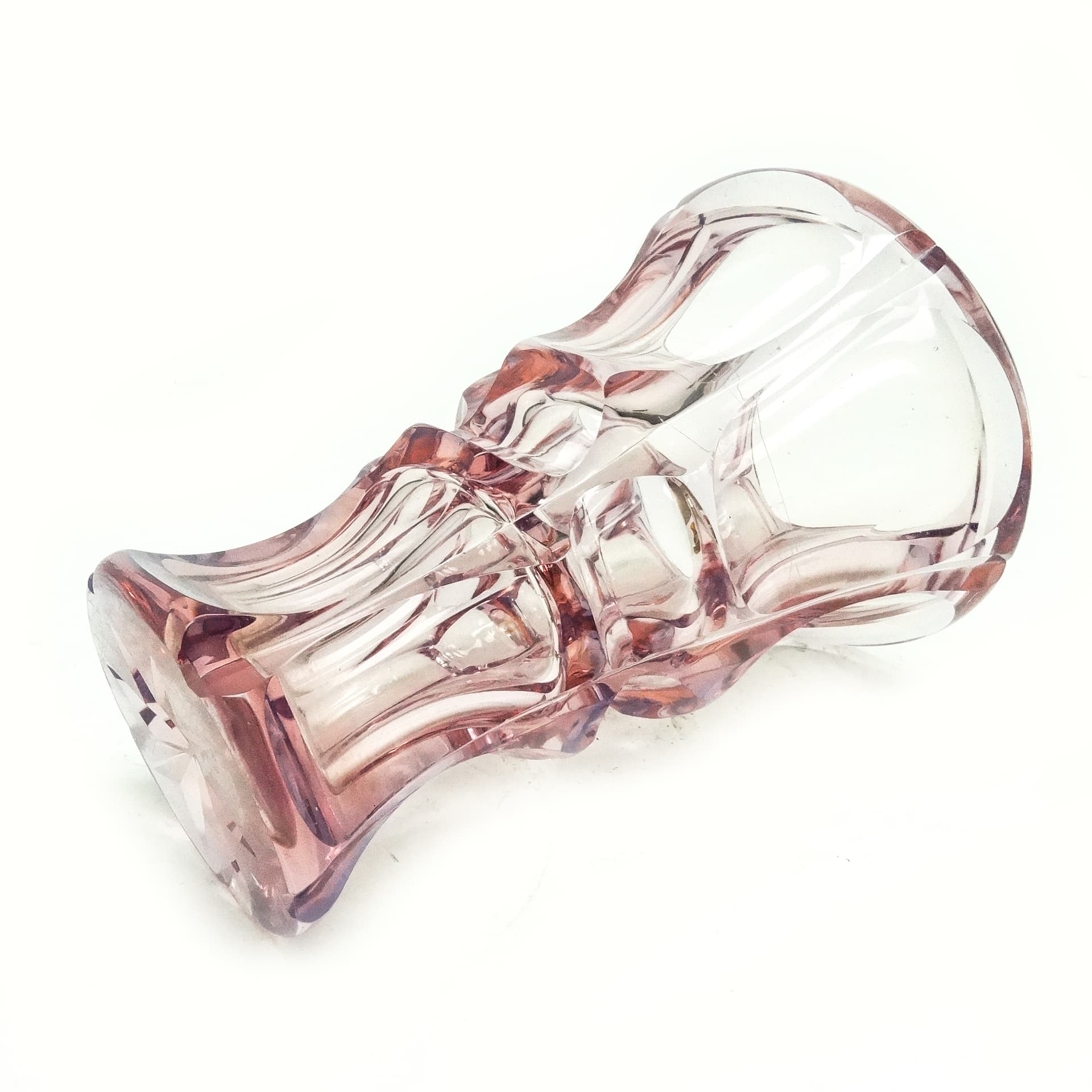 Wazon Art Deco, kryształ różowy, Czechy, lata 30. - 116390