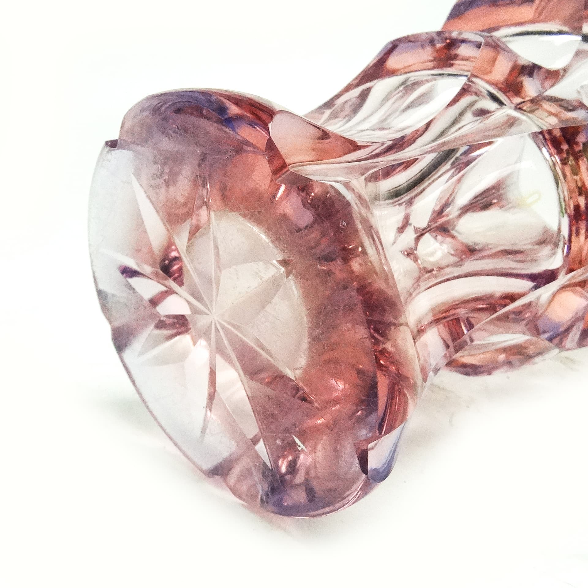 Wazon Art Deco, kryształ różowy, Czechy, lata 30. - 116394