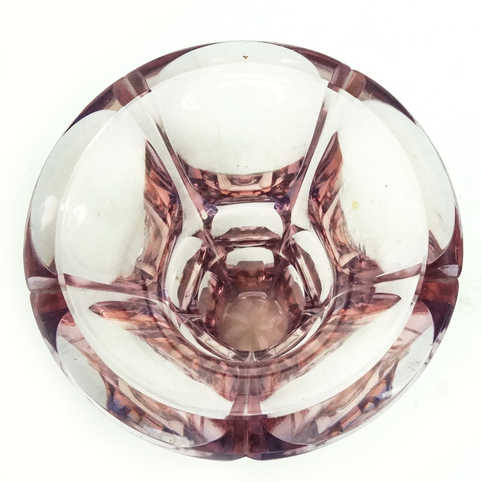 Wazon Art Deco, kryształ różowy, Czechy, lata 30. - 116395