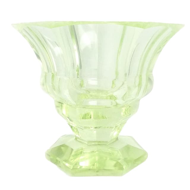 Wazon Art Deco, szkło uranowe, Polska, lata 30. - WYMIARY