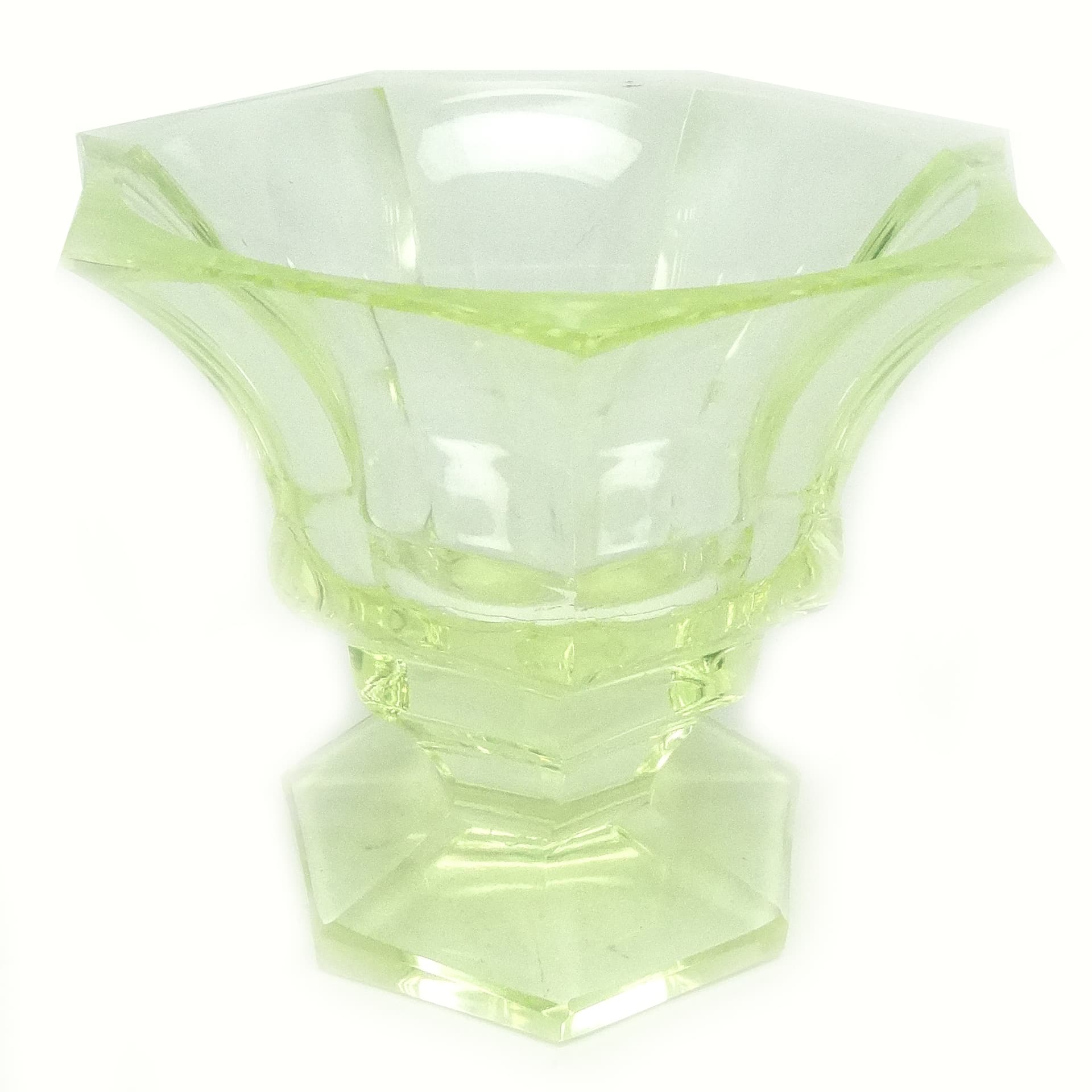 Wazon Art Deco, szkło uranowe, Polska, lata 30. - 116434