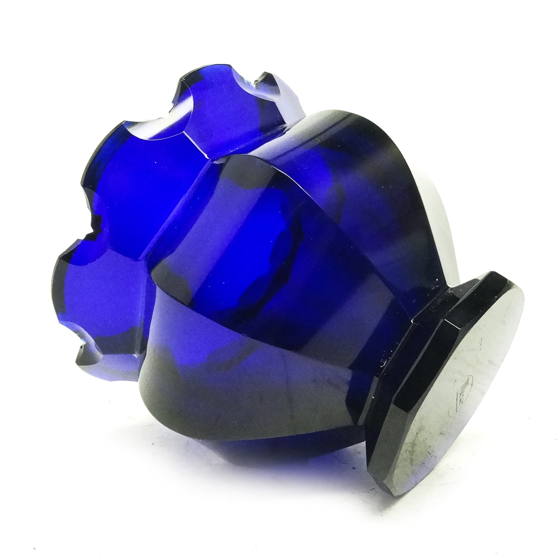 Wazon Biedermeier, szkło kobaltowe, Czechy, XIX w. - 116446