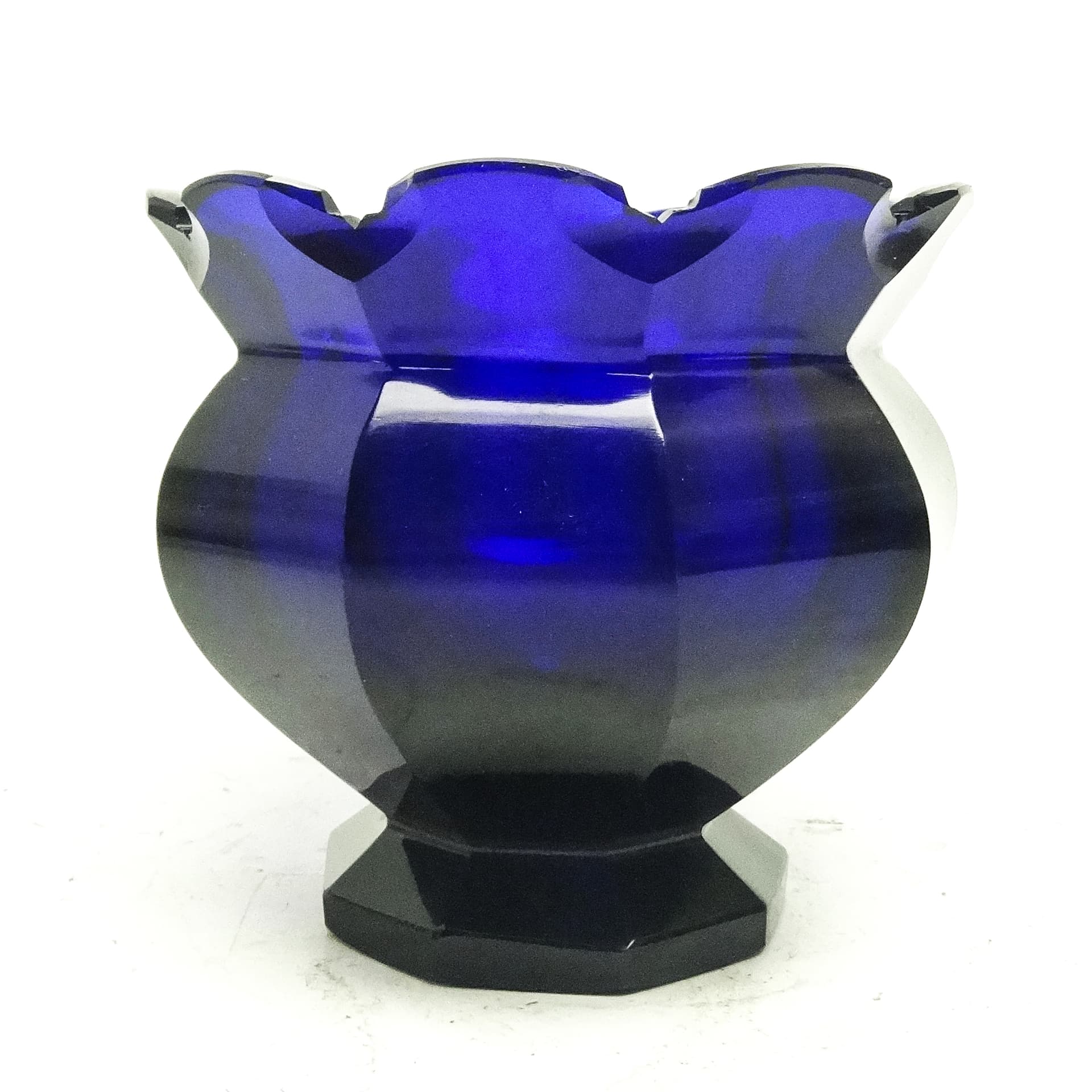 Wazon Biedermeier, szkło kobaltowe, Czechy, XIX w. - 116443