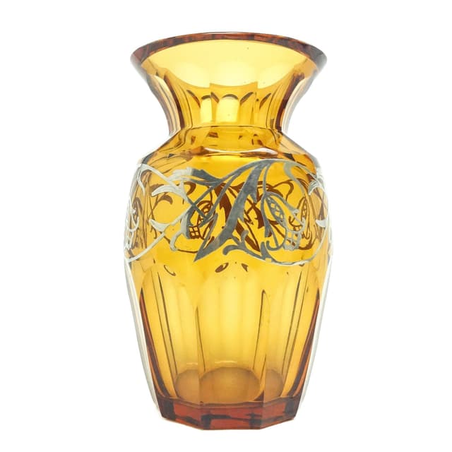 Wazon art déco, kryształ miodowy, Polska, lata 30. - WYMIARY