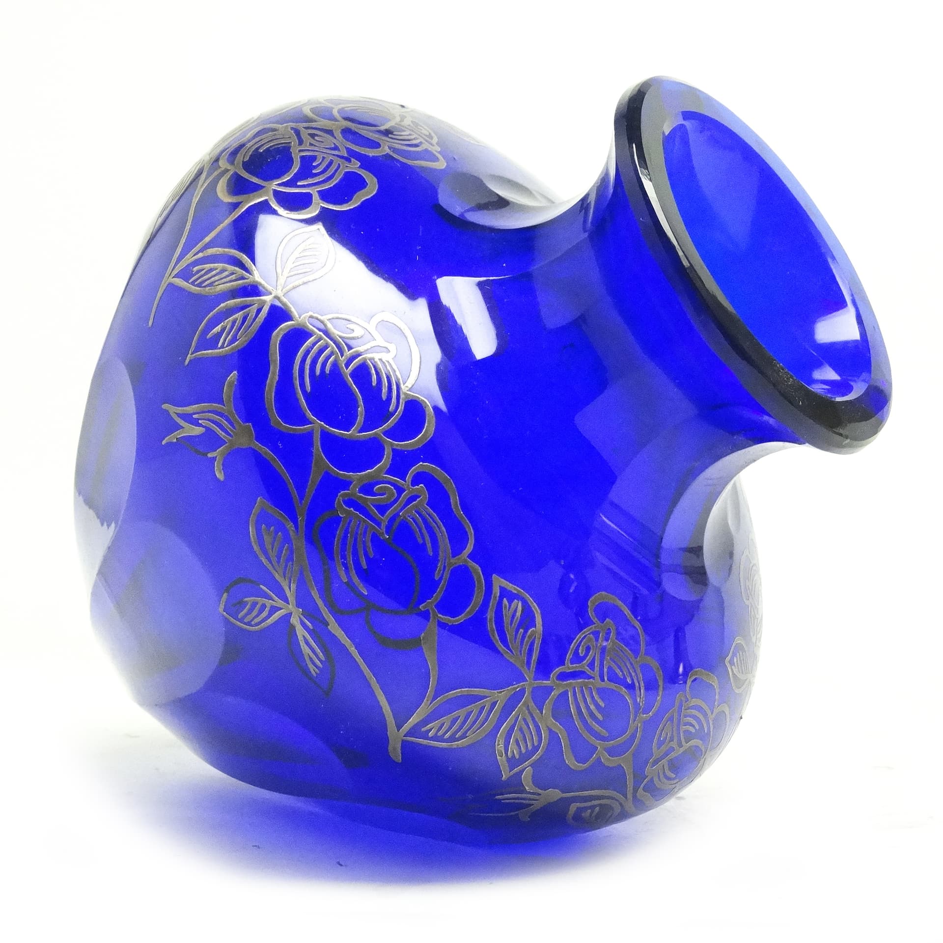 Wazon art déco, kryształ kobaltowy, Huta Józefina, Polska, lata 30. - 125961