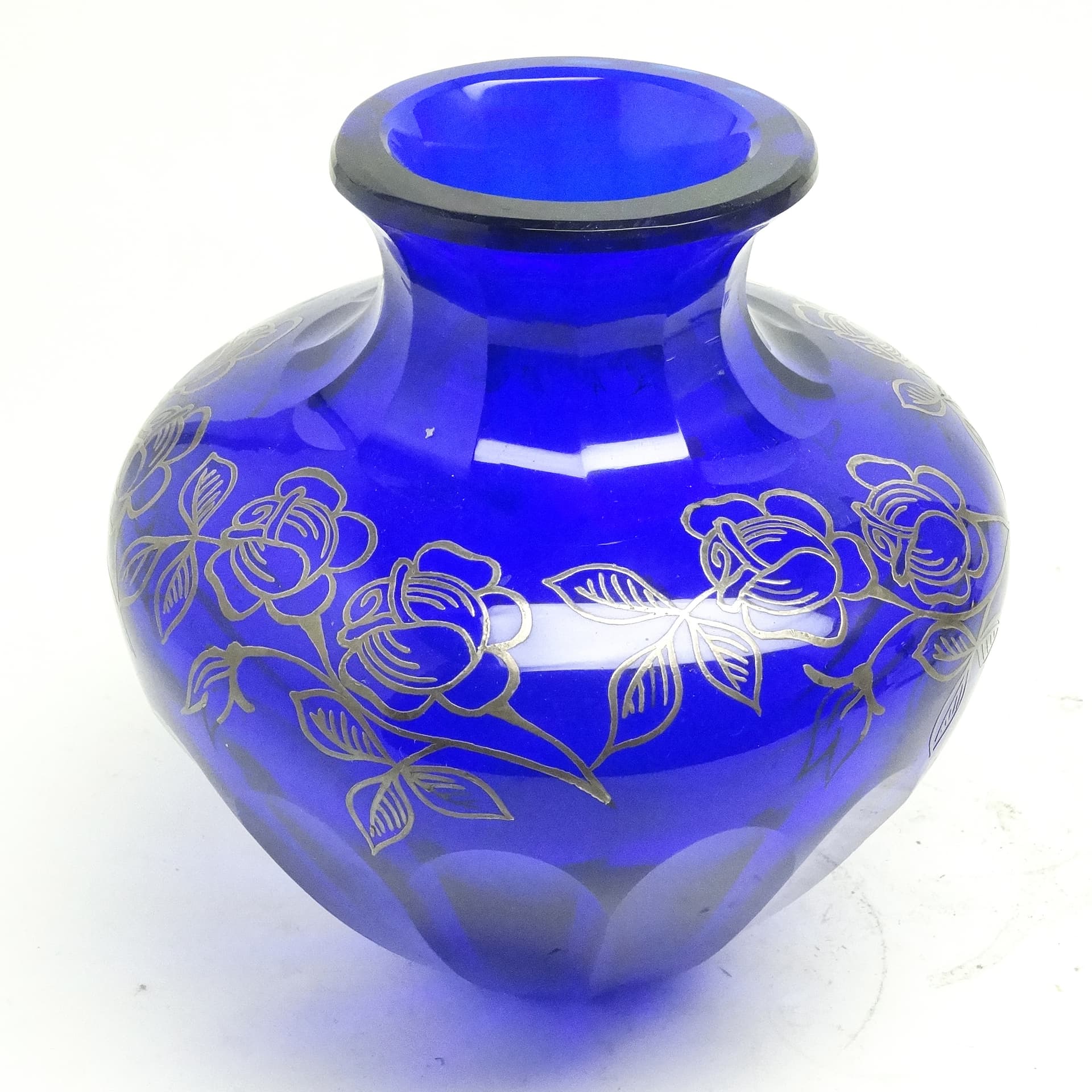 Wazon art déco, kryształ kobaltowy, Huta Józefina, Polska, lata 30. - 125956