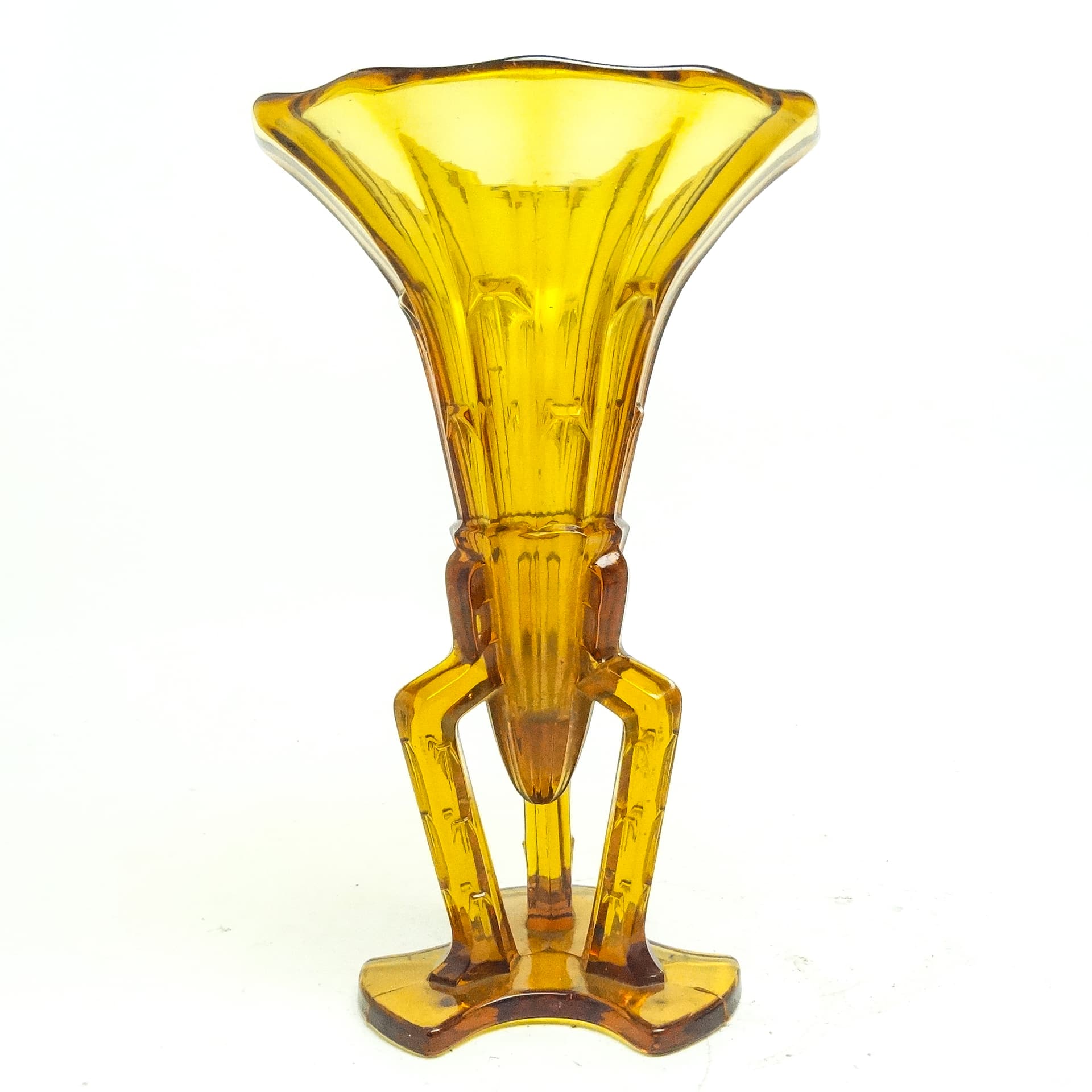 Wazon Art Deco, szkło żółte, Huta Stolzle, Czechosłowacja, lata 30. - 116976