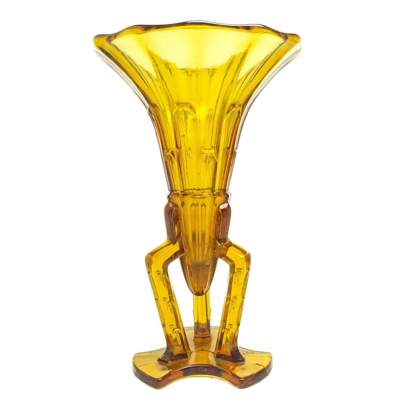 Wazon Art Deco, szkło żółte, Huta Stolzle, Czechosłowacja, lata 30.
