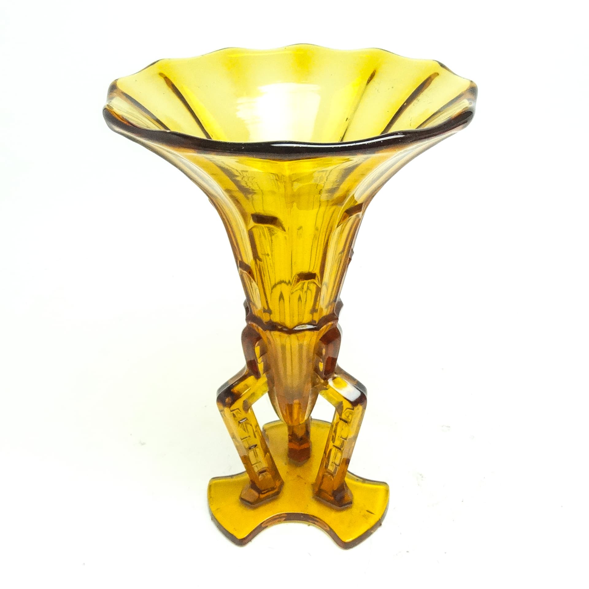 Wazon Art Deco, szkło żółte, Huta Stolzle, Czechosłowacja, lata 30. - 116978