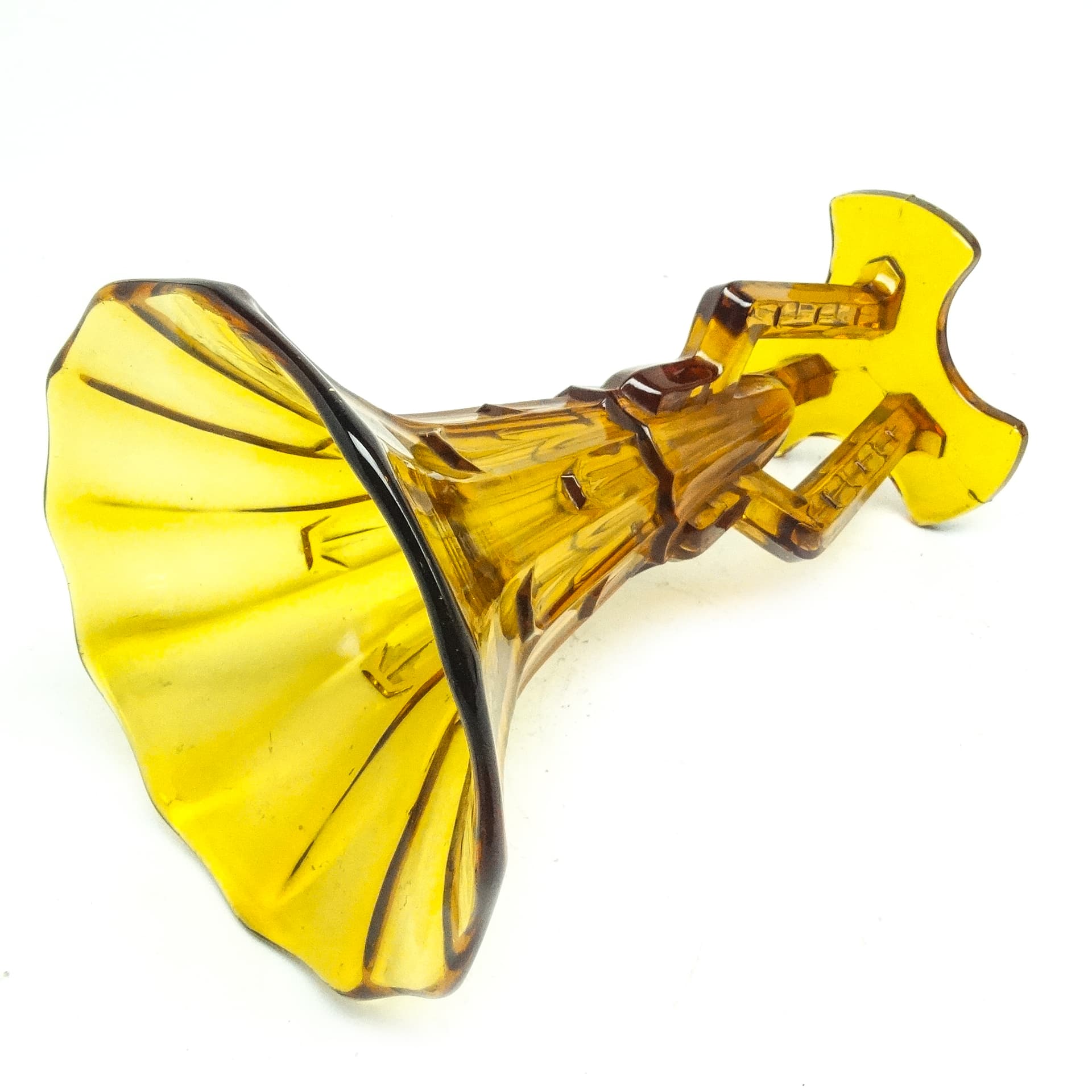 Wazon Art Deco, szkło żółte, Huta Stolzle, Czechosłowacja, lata 30. - 116980