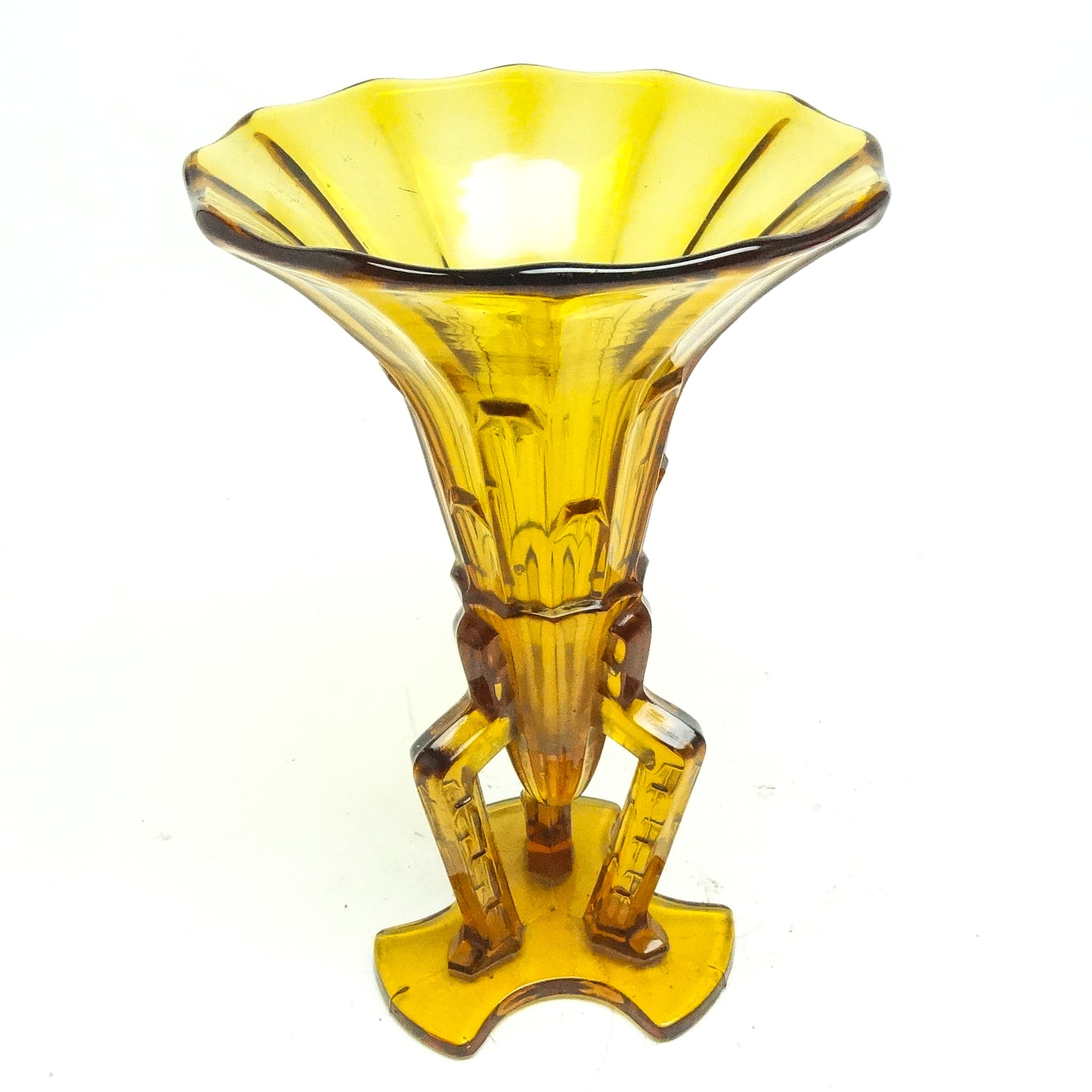 Wazon Art Deco, szkło żółte, Huta Stolzle, Czechosłowacja, lata 30. - 116982