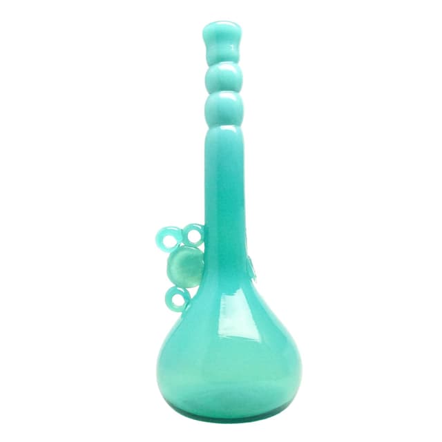 Wazon modernizm, szkło turkus, proj. J. Słuczan-Orkusz, Polska, lata 70. - WYMIARY