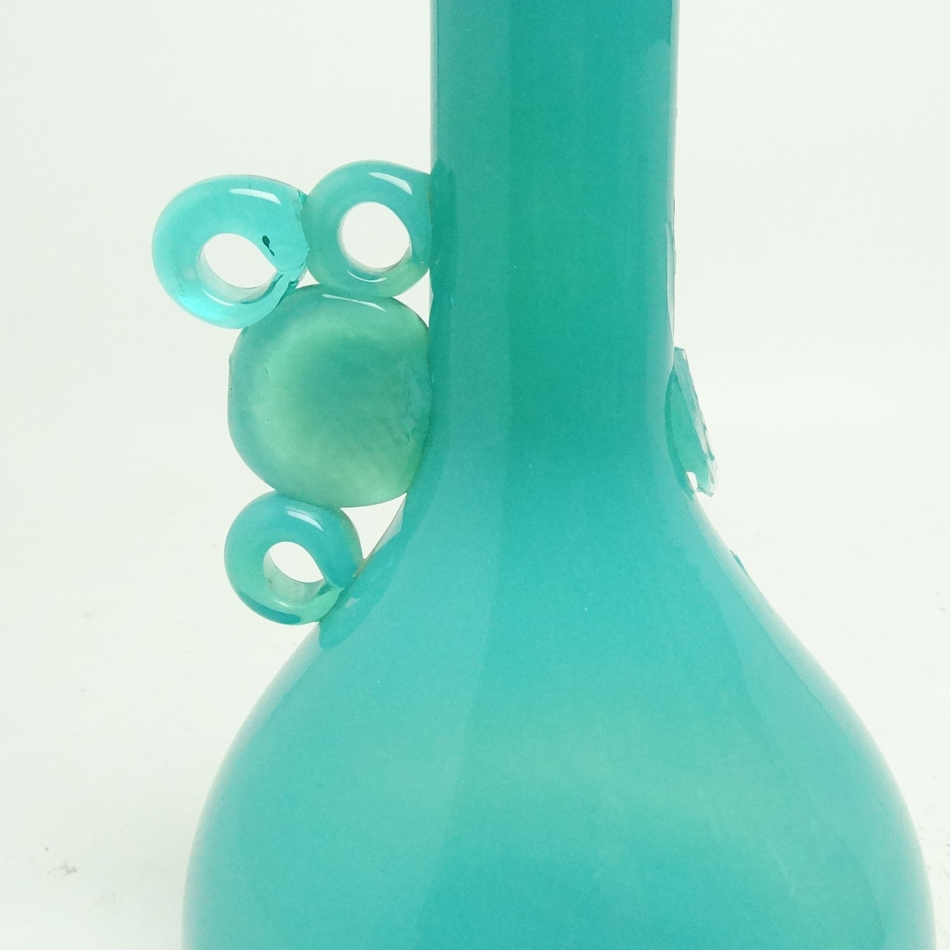 Wazon modernizm, szkło turkus, proj. J. Słuczan-Orkusz, Polska, lata 70. - 117091