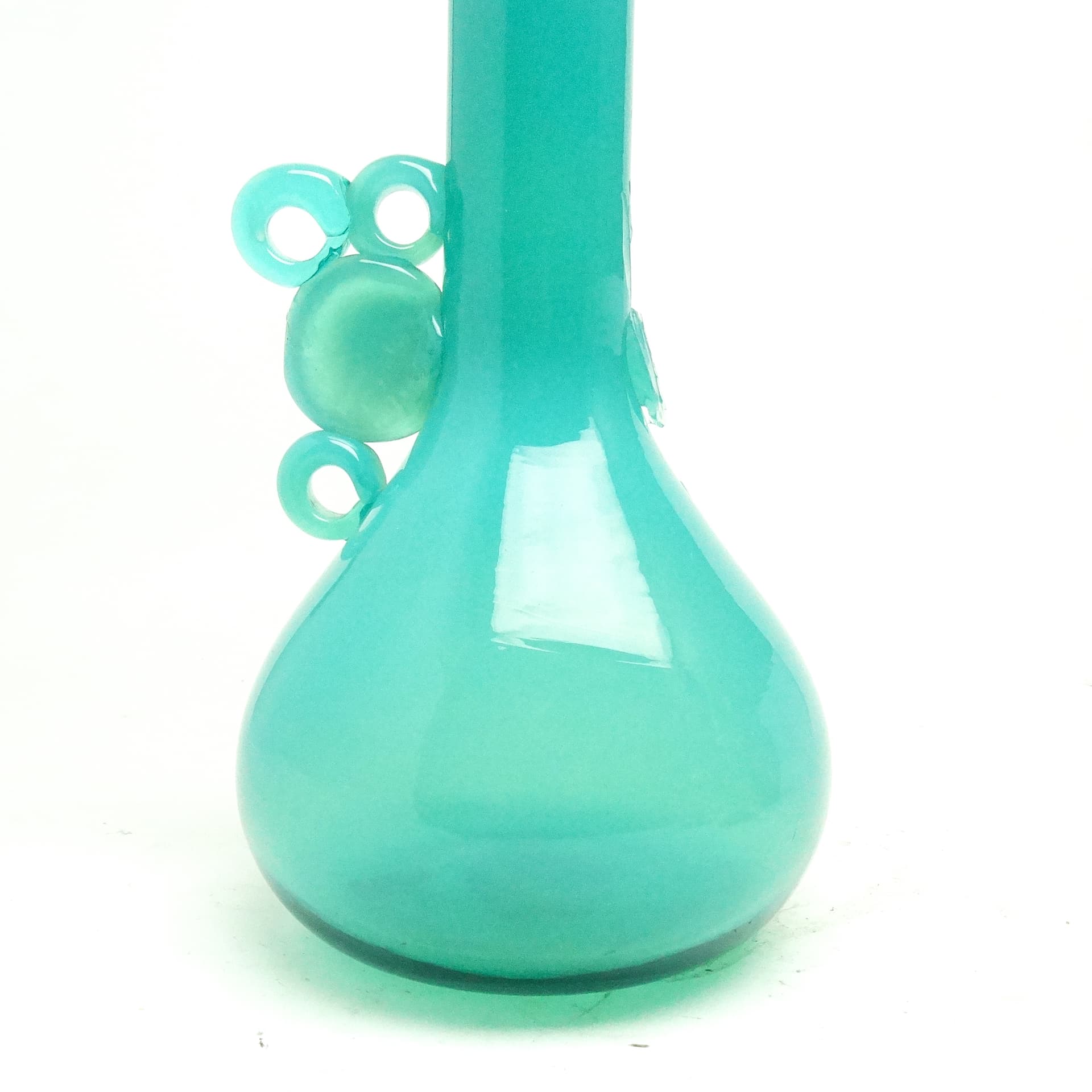 Wazon modernizm, szkło turkus, proj. J. Słuczan-Orkusz, Polska, lata 70. - 117087