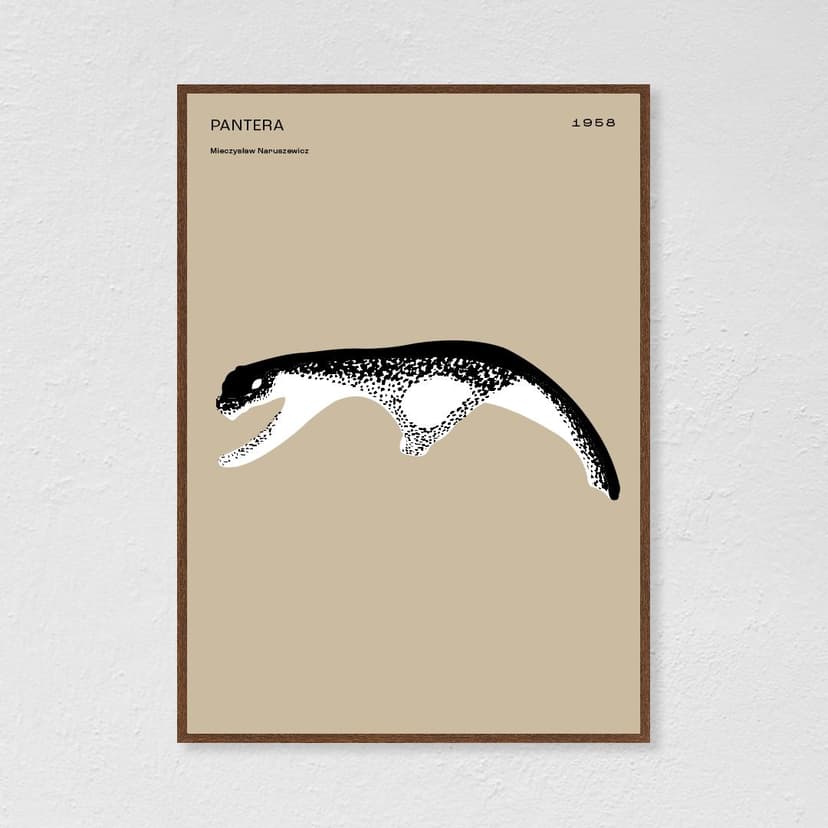 Plakat Pantera / beżowa 40x50 cm, aut. K. Jasińska, GRA-FIKA