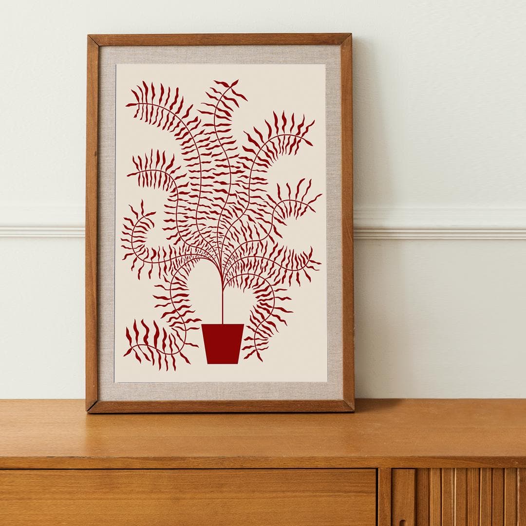 Plakat Paprotka / Bordo 40x50 cm, aut. K. Jasińska, GRA-FIKA - 123430