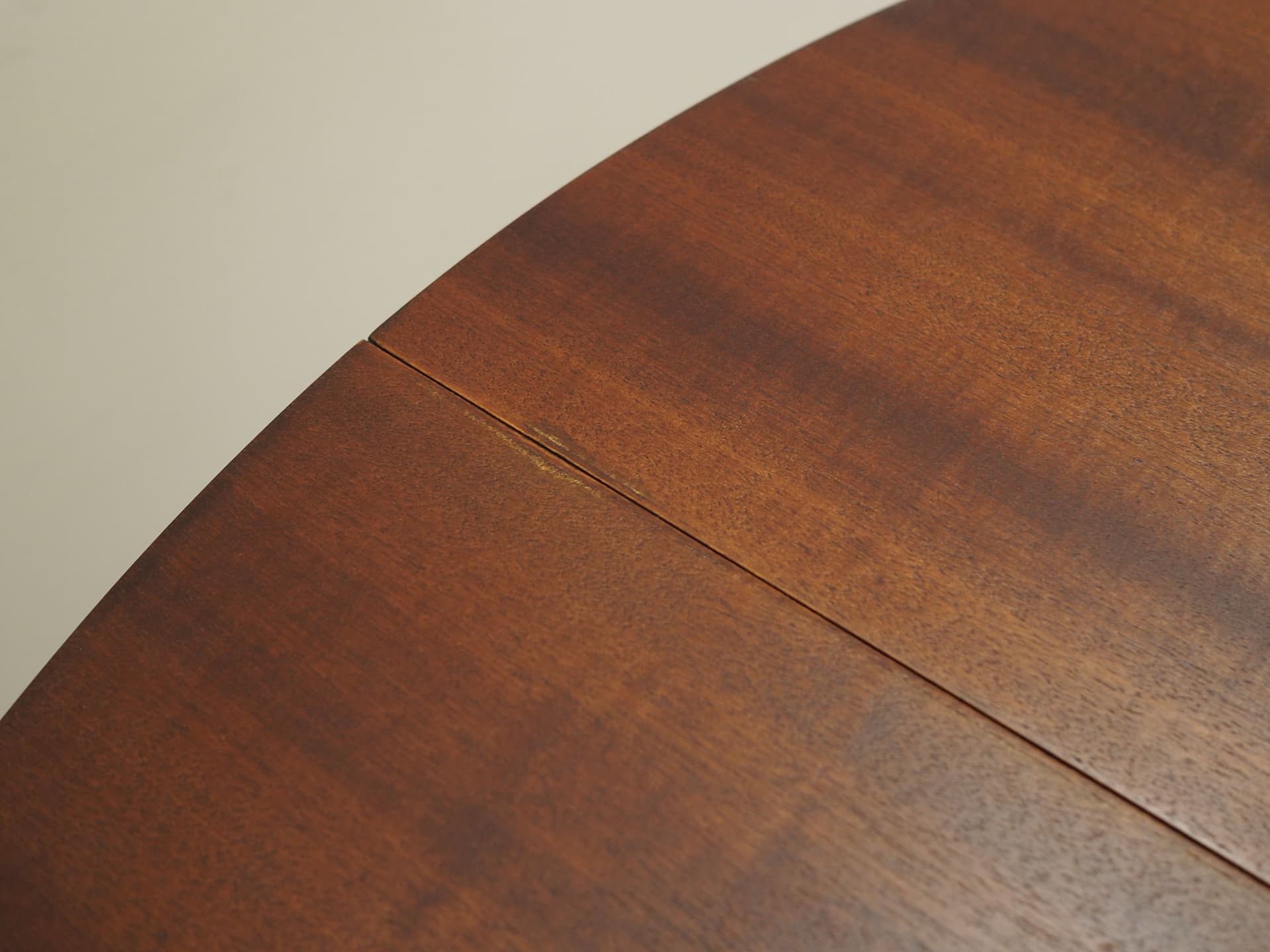 Round table, dark brown mahogany, steel, Italy, 1970s. - 123536