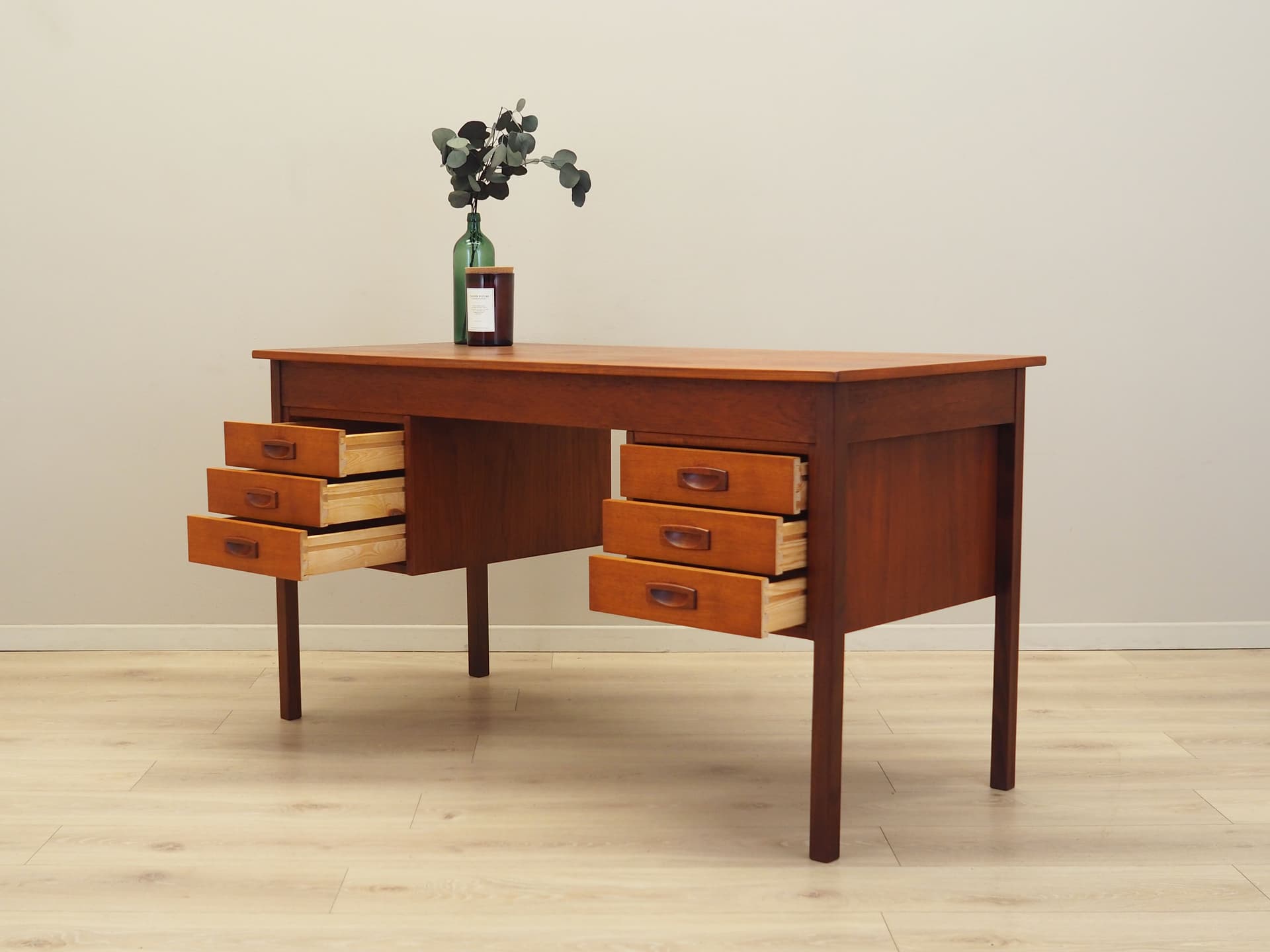 Desk, brown teak, Denmark, 1970s. - 123548