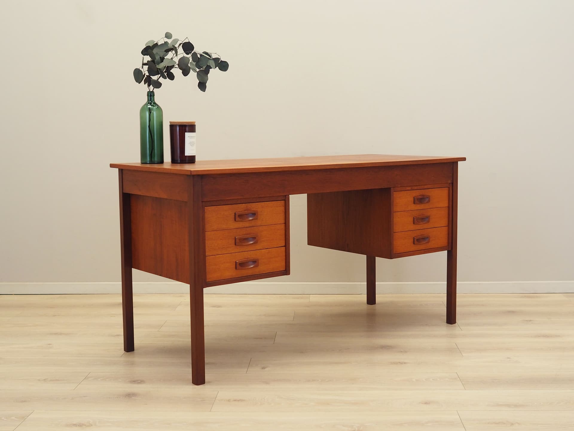 Desk, brown teak, Denmark, 1970s. - 123549
