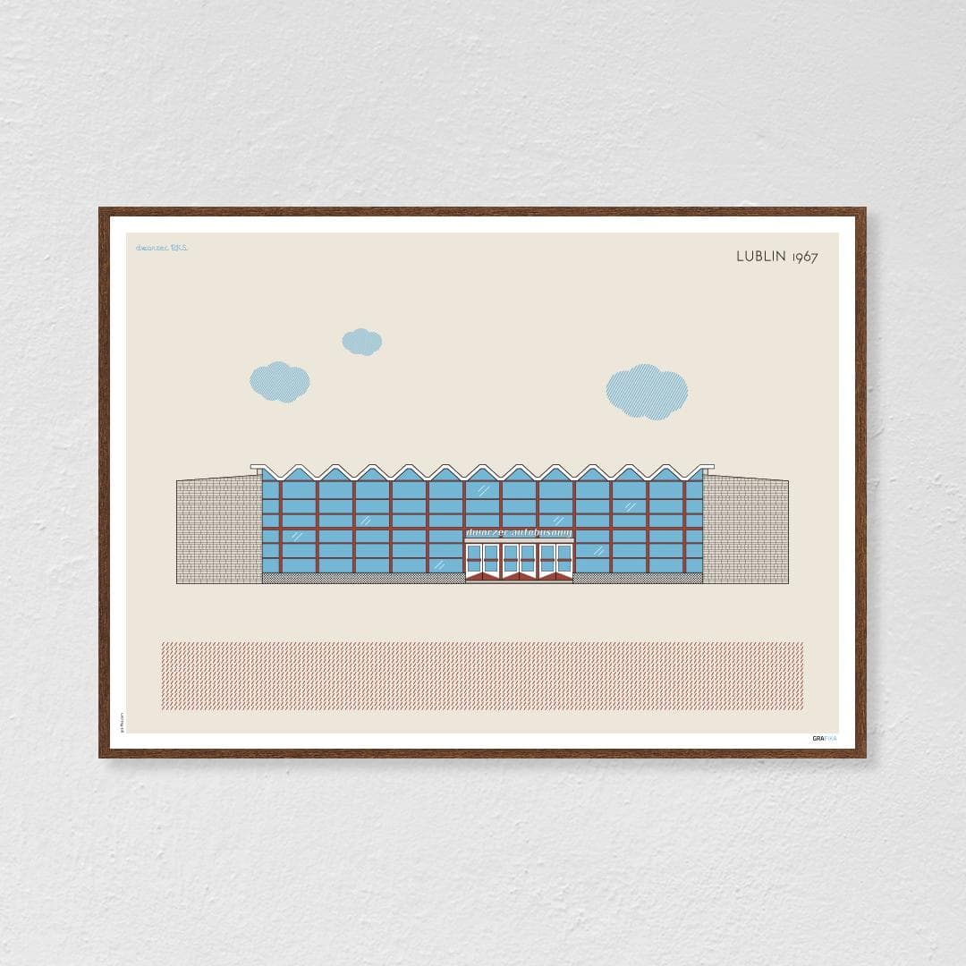 Plakat Dworzec PKS / Lublin 70x50, aut. K. Jasińska, GRA-FIKA