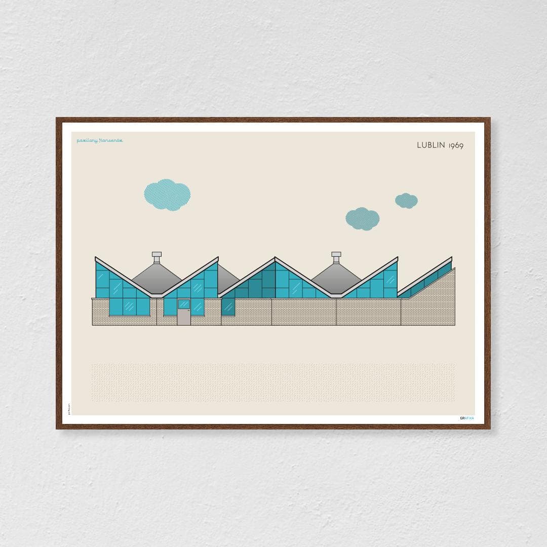 Plakat Pawilony Hansenów / Lublin 70x50 cm, aut. K. Jasińska, GRA-FIKA